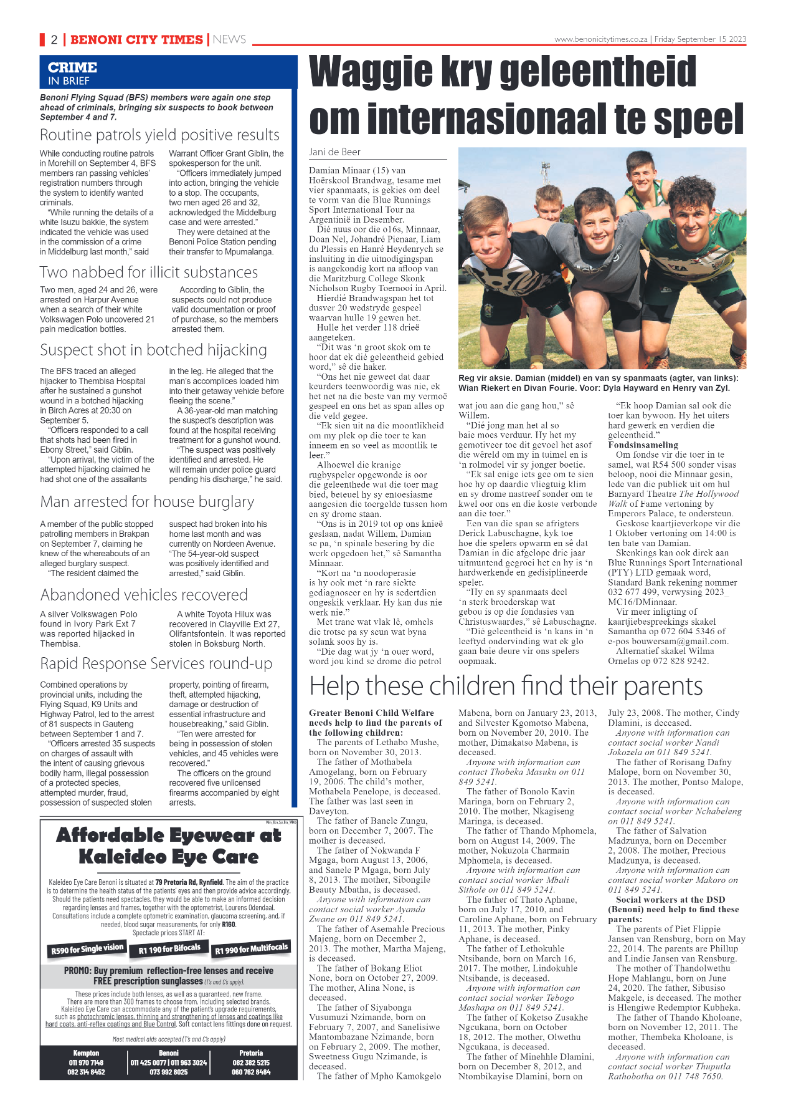 Benoni City Times 15 September 2023 page 2