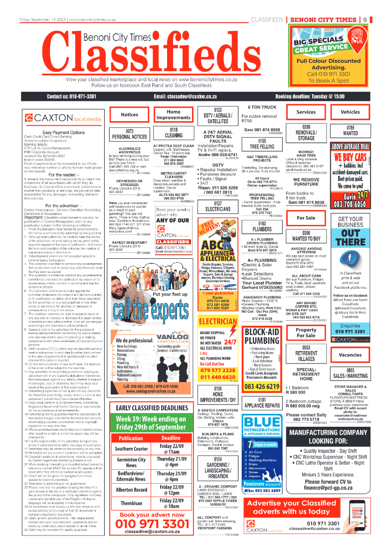 Benoni City Times 15 September 2023 page 9