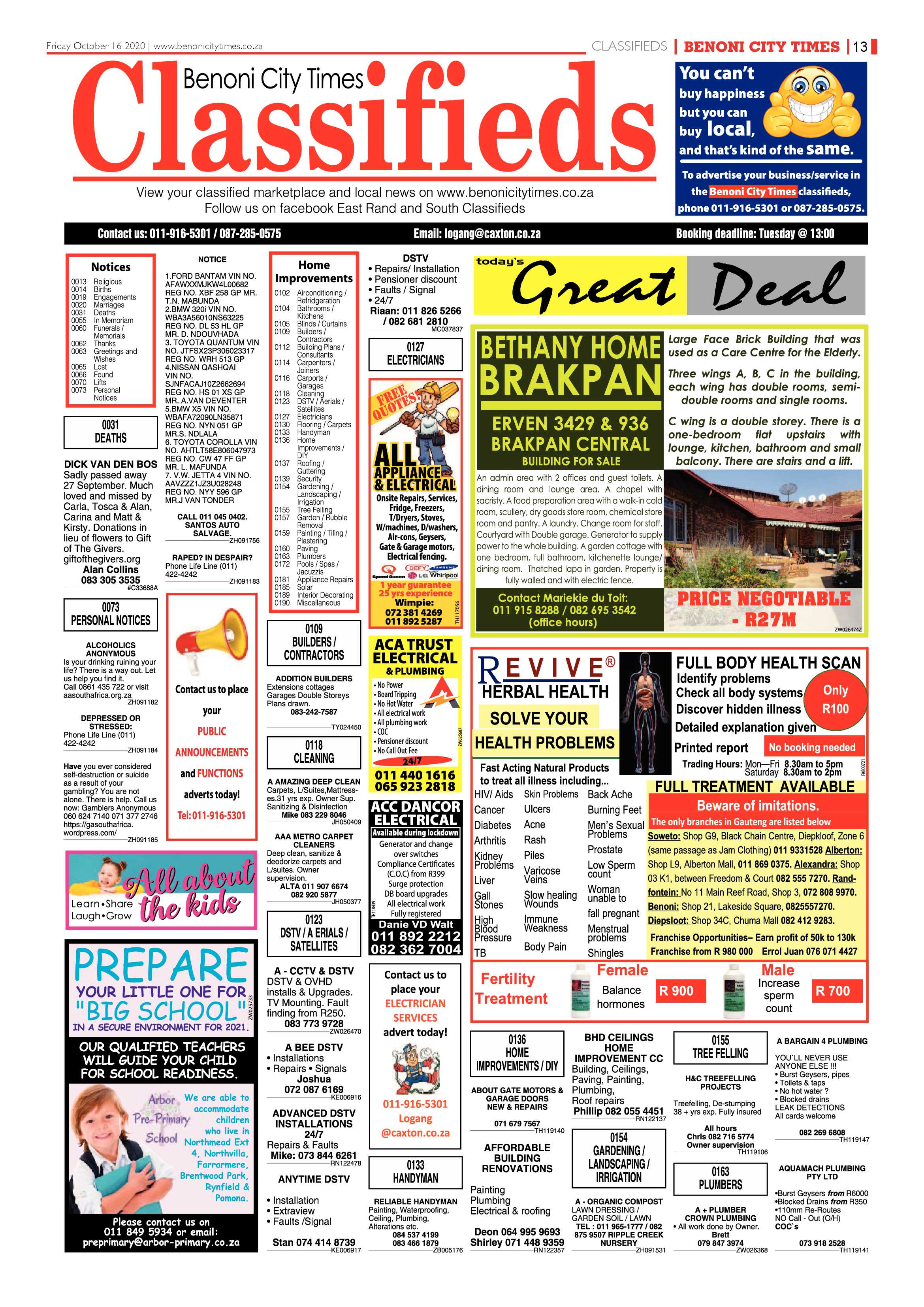 Benoni City Times 15  October 2020 page 13