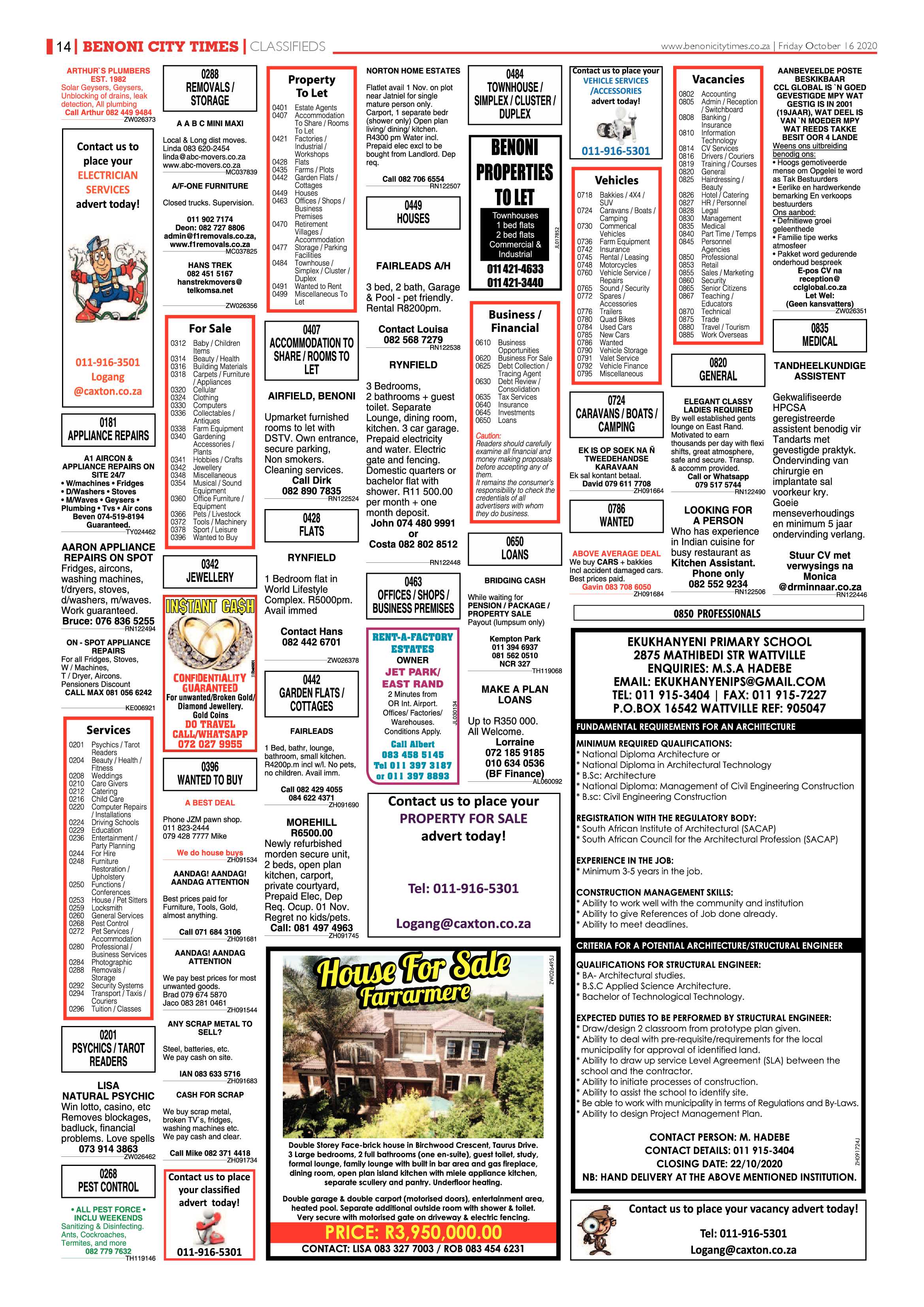 Benoni City Times 15  October 2020 page 14
