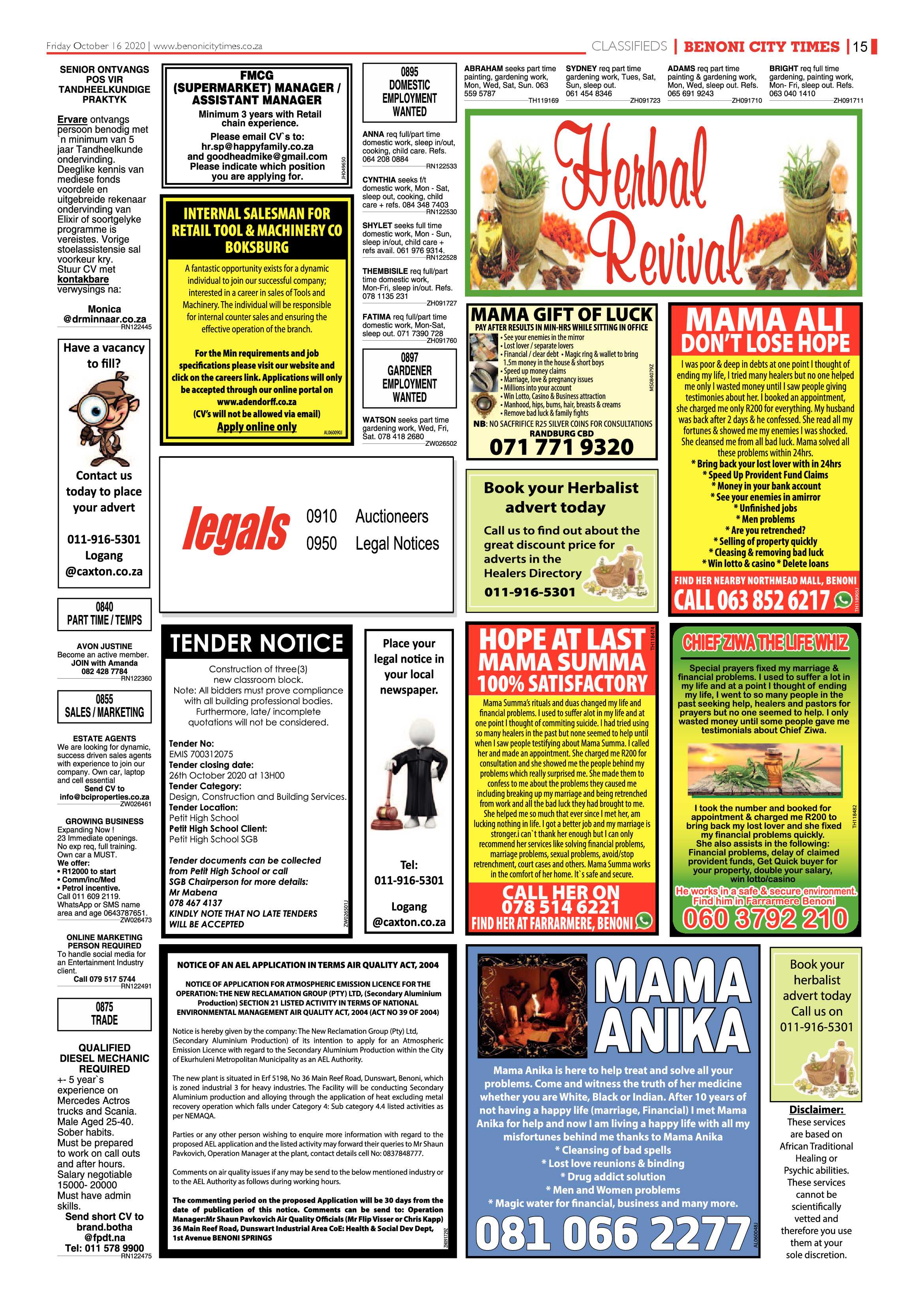 Benoni City Times 15  October 2020 page 15