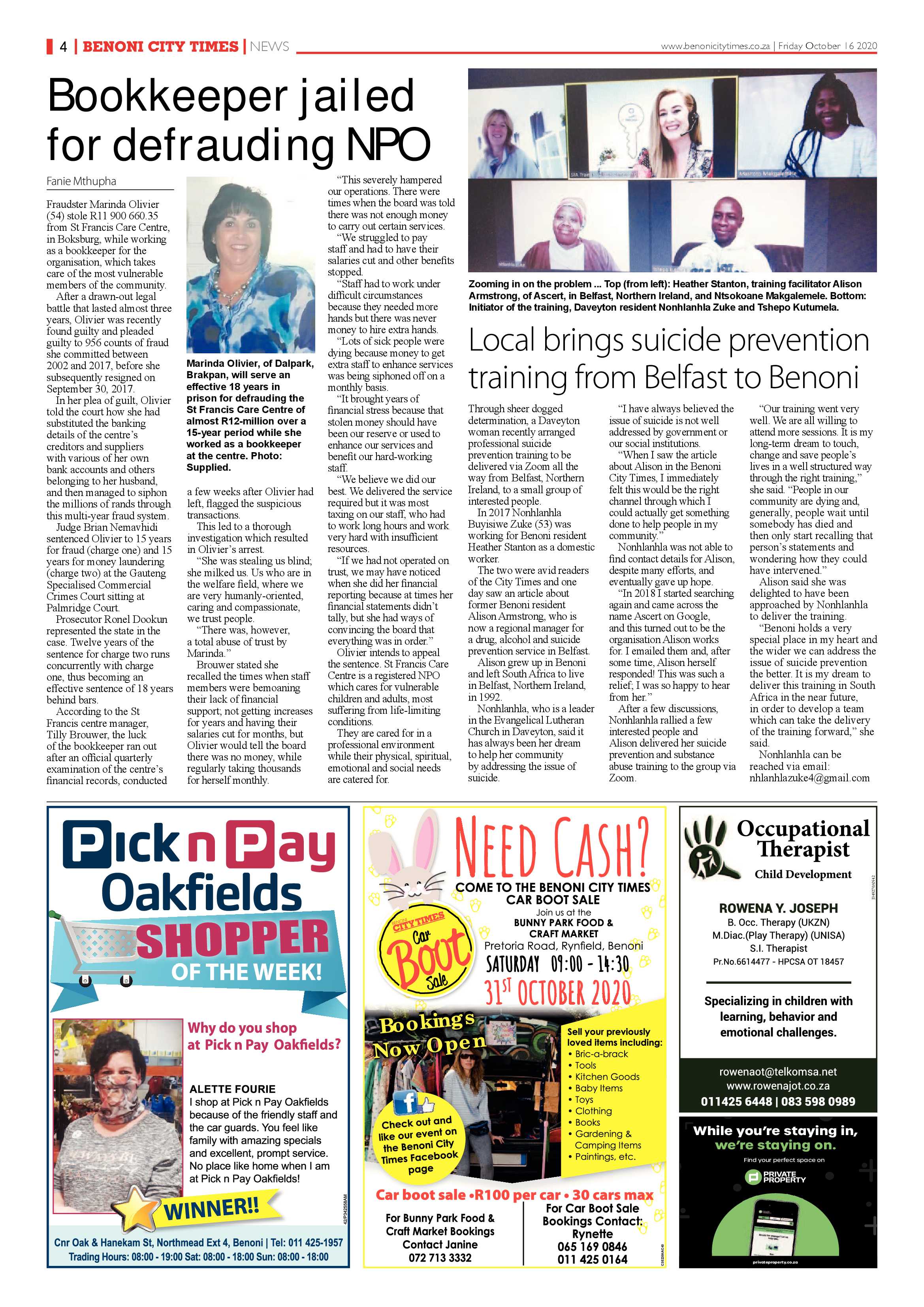 Benoni City Times 15  October 2020 page 4