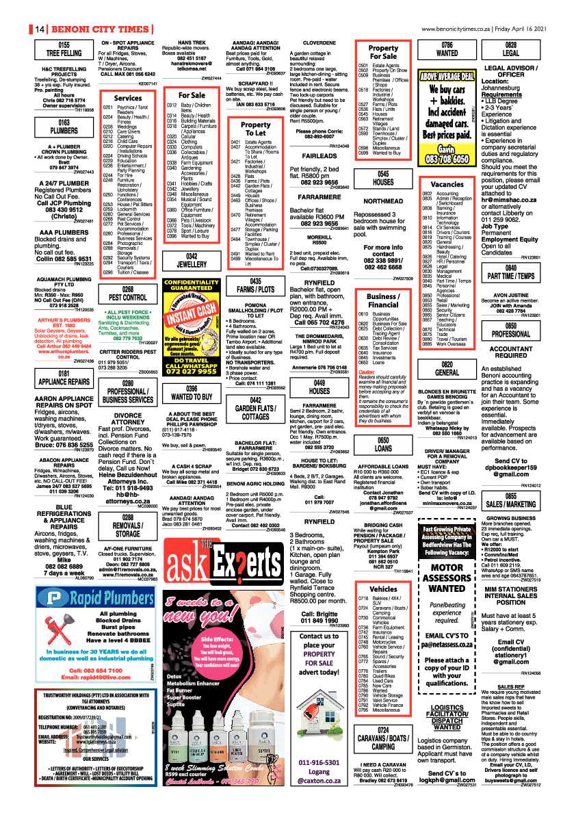 Benoni City Times 16 April 2021 page 14