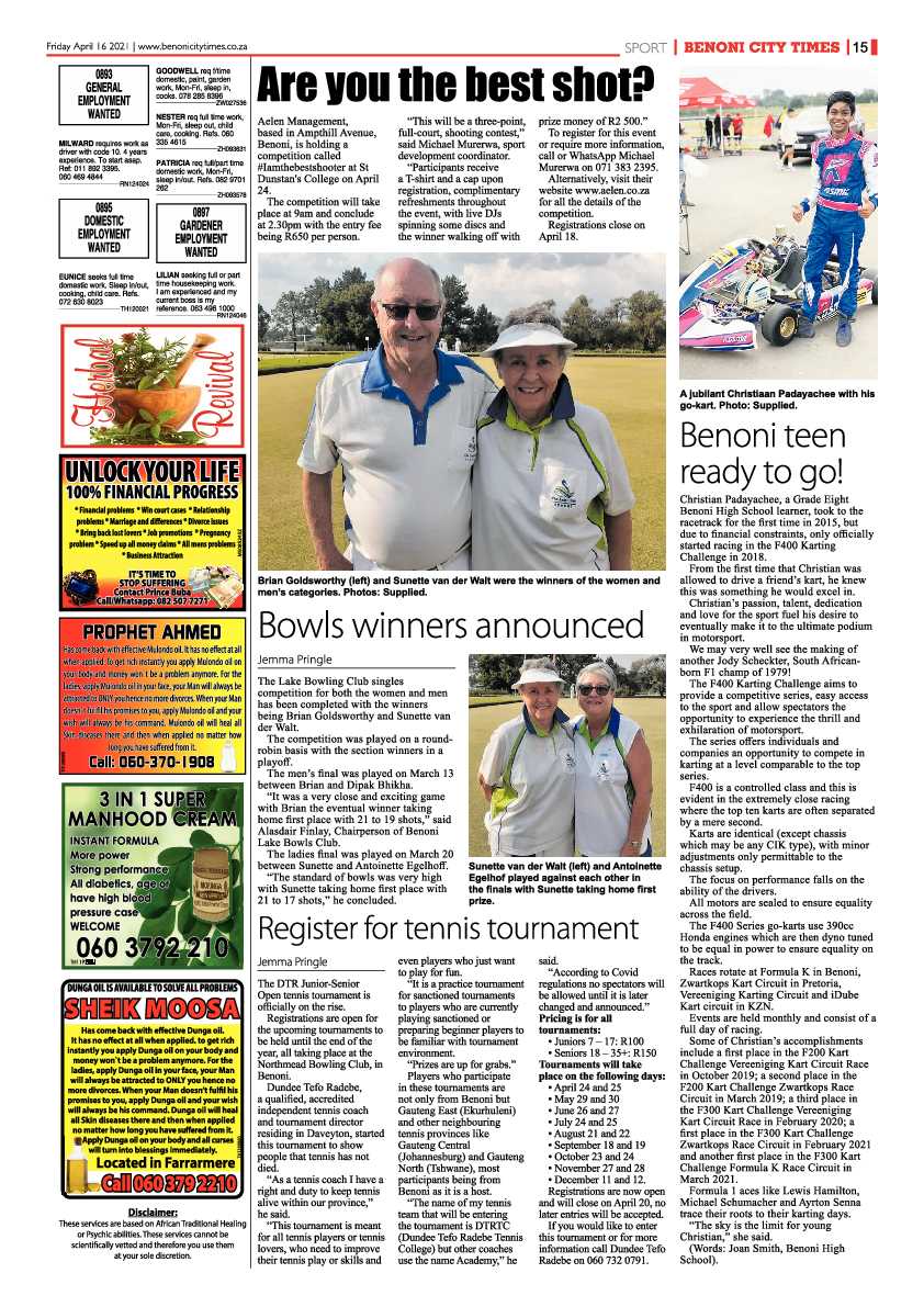 Benoni City Times 16 April 2021 page 15