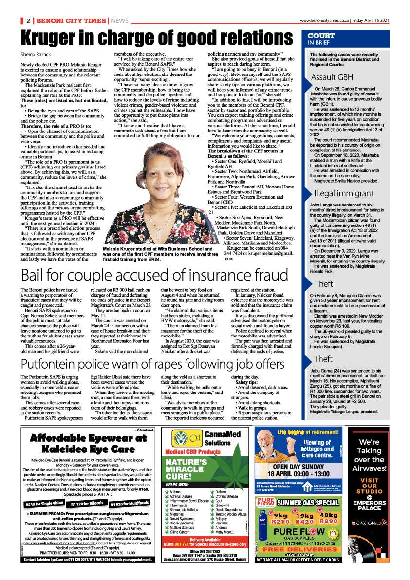 Benoni City Times 16 April 2021 page 2