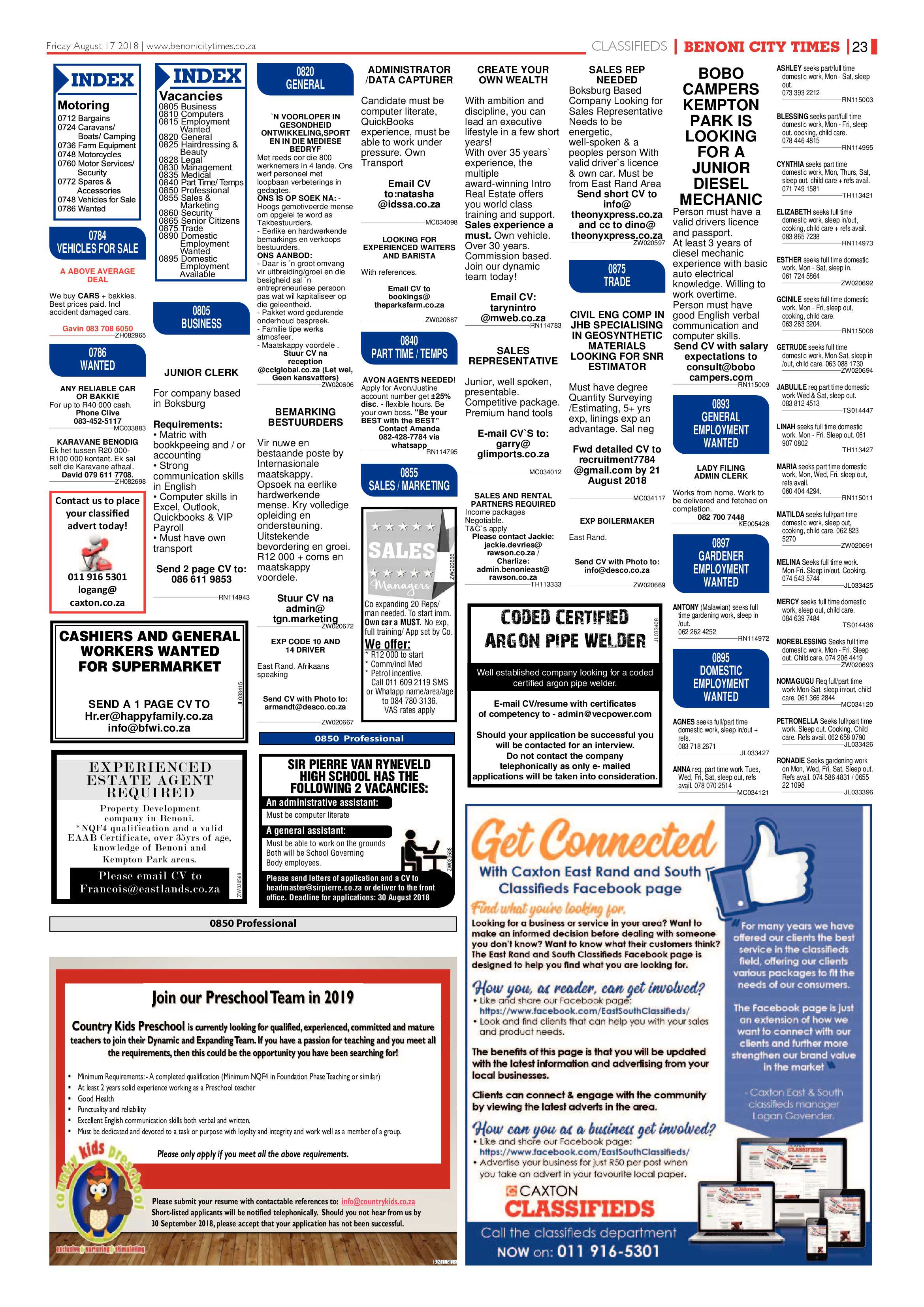 Benoni City Times 16 August 2018 page 23