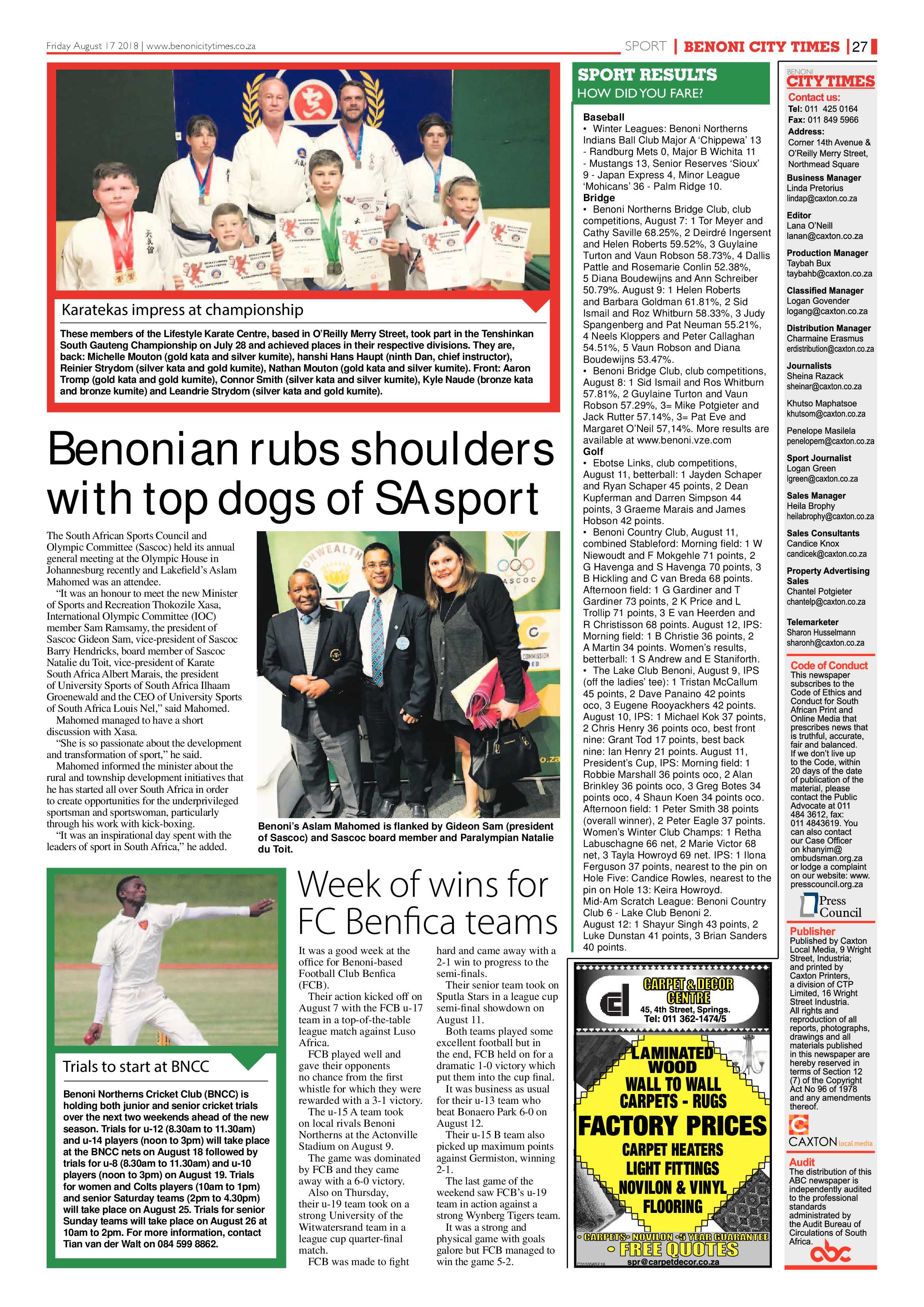 Benoni City Times 16 August 2018 page 27