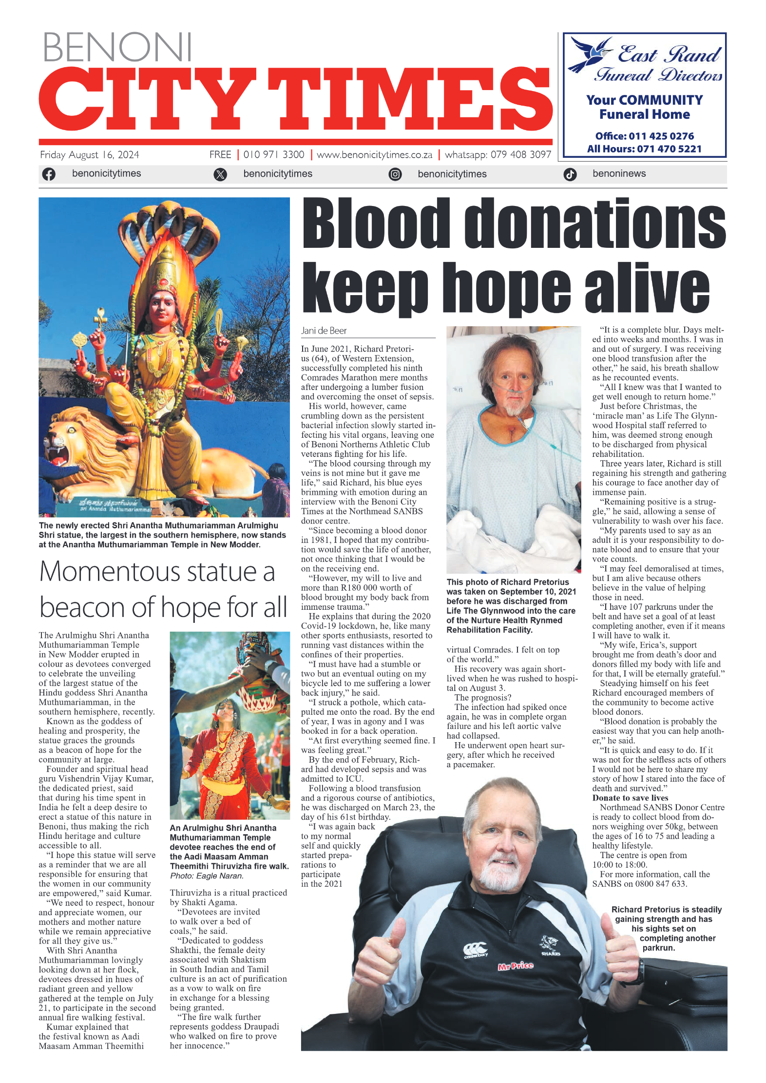 Benoni City Times 16 August 2024 page 1