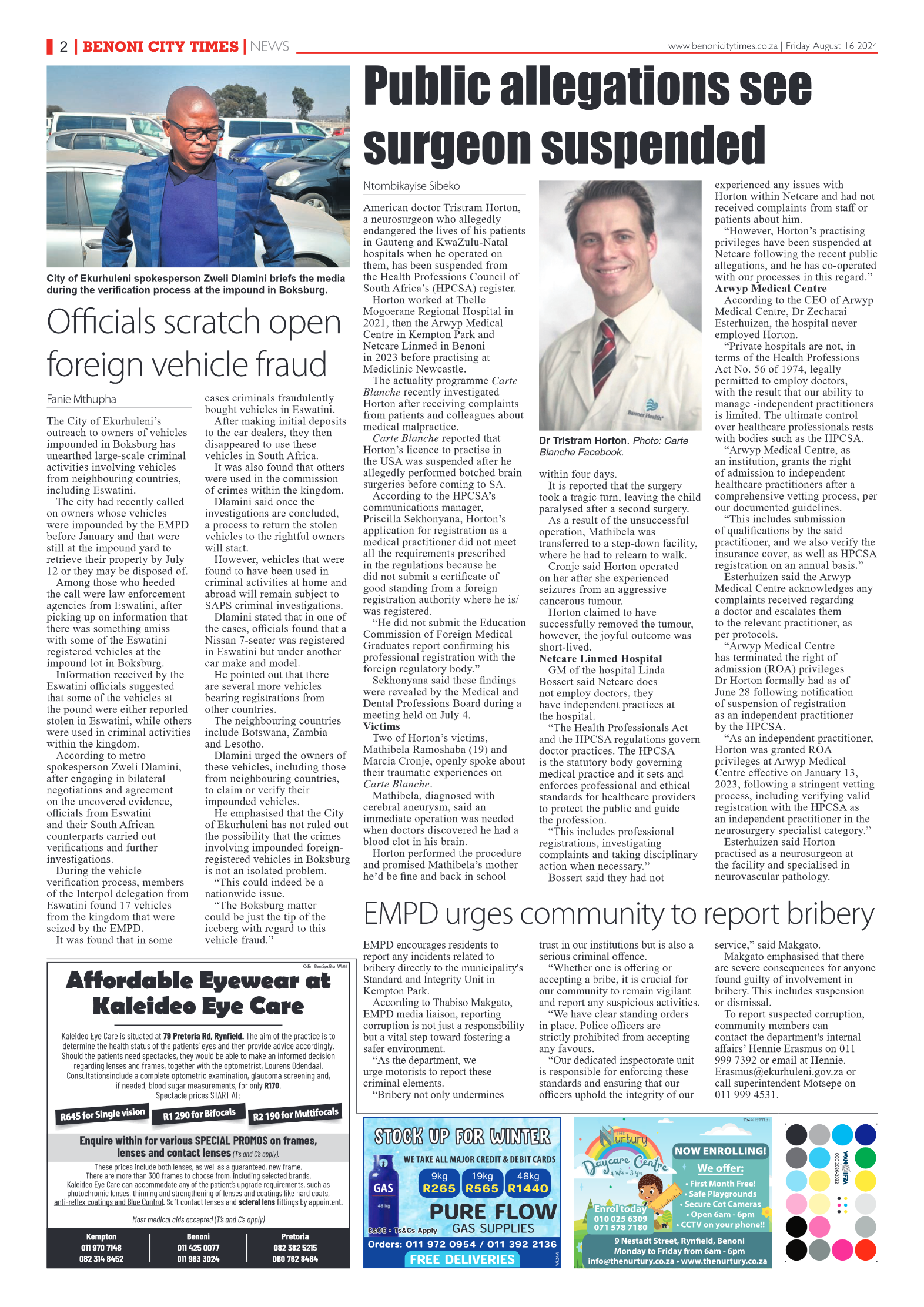 Benoni City Times 16 August 2024 page 2