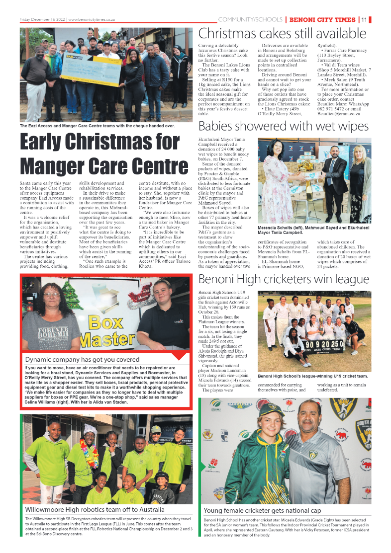 Benoni City Times 16 Dec 2022 page 11