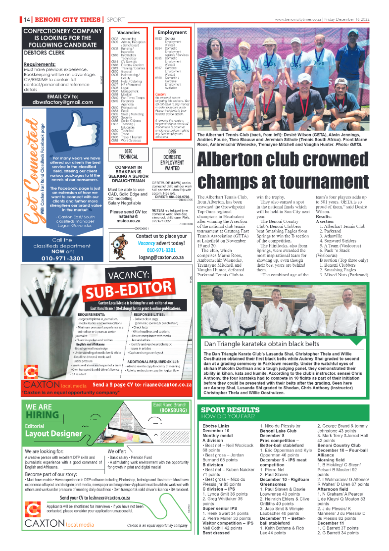Benoni City Times 16 Dec 2022 page 14