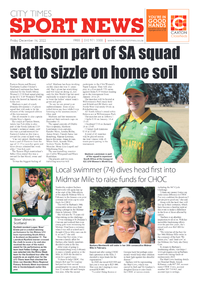 Benoni City Times 16 Dec 2022 page 16