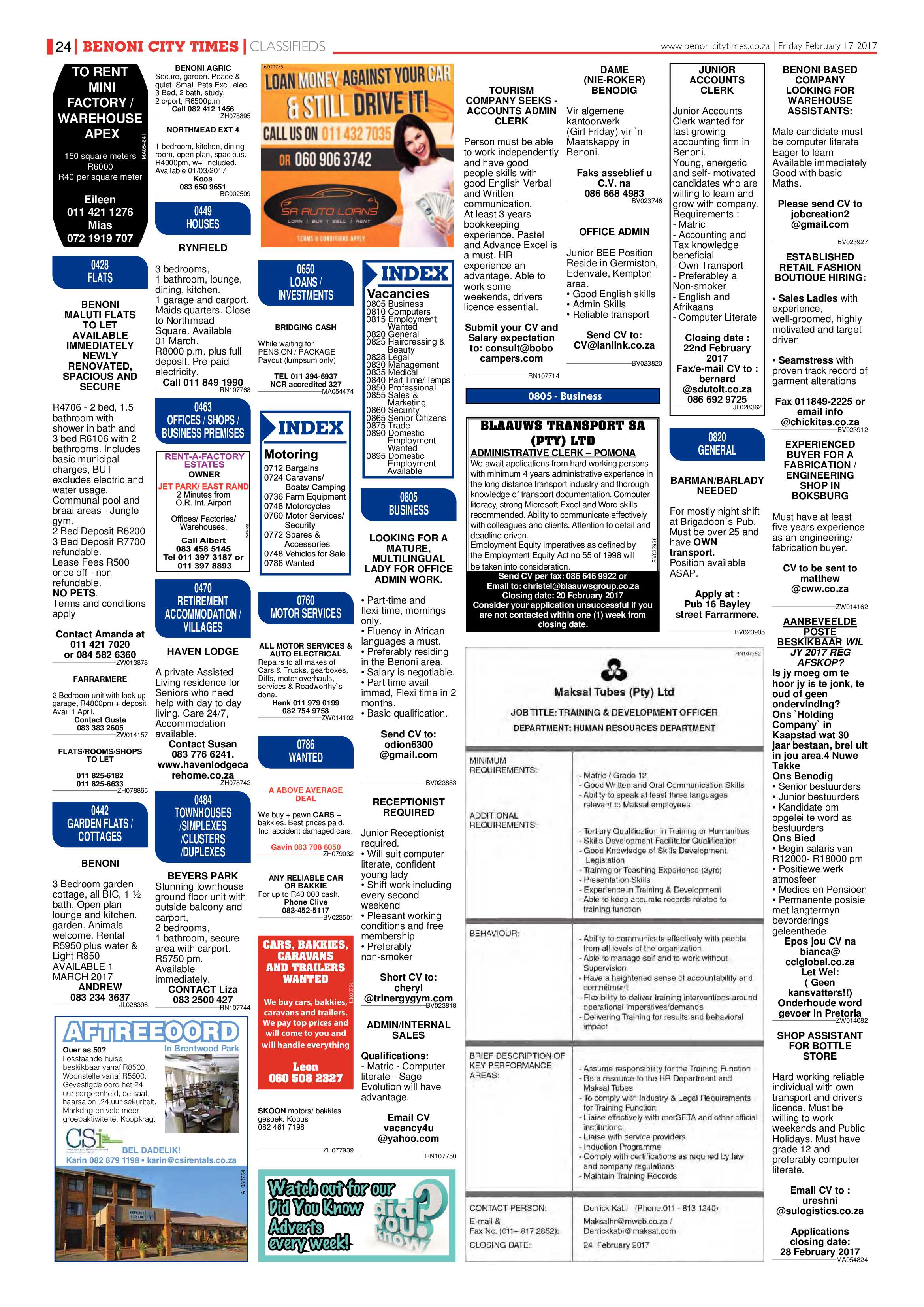 Benoni City Times 16 February 2017 page 24