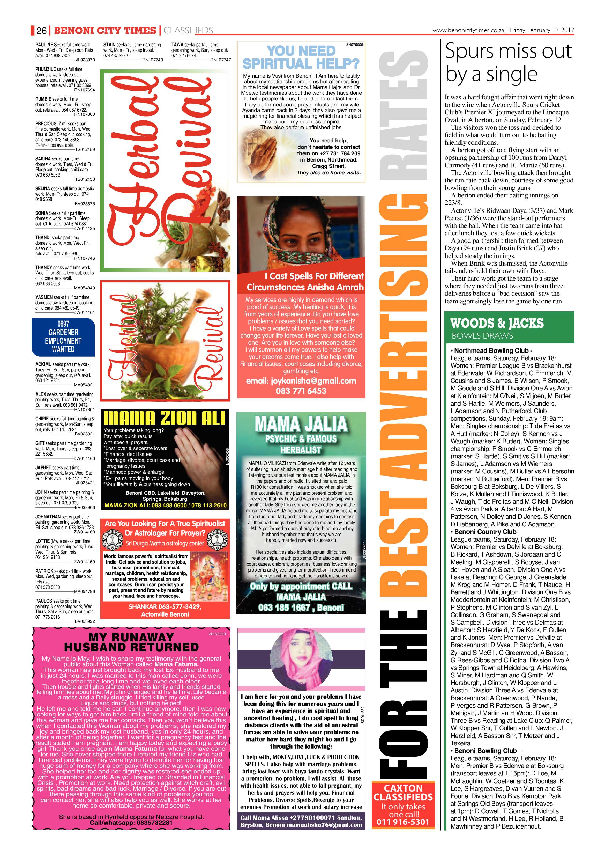 Benoni City Times 16 February 2017 page 26