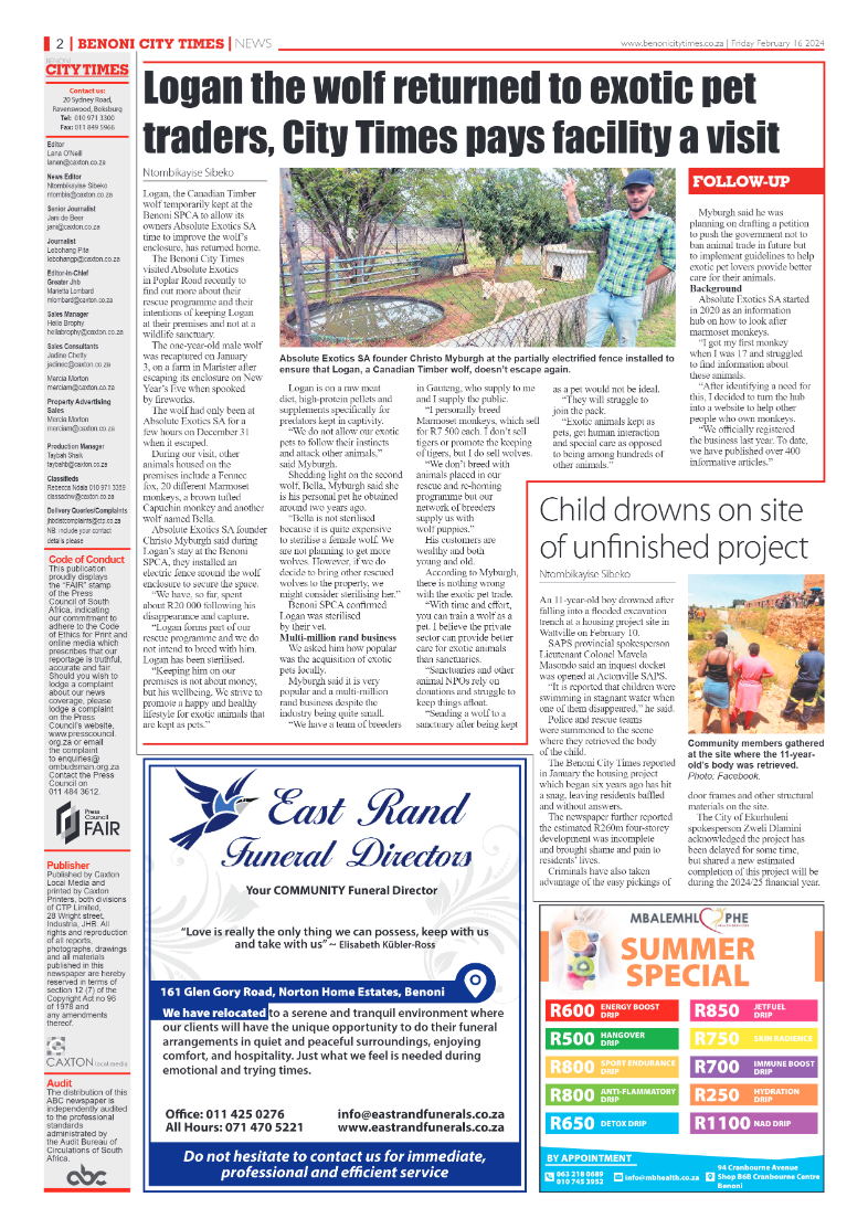 Benoni City Times 16 February 2024 page 2