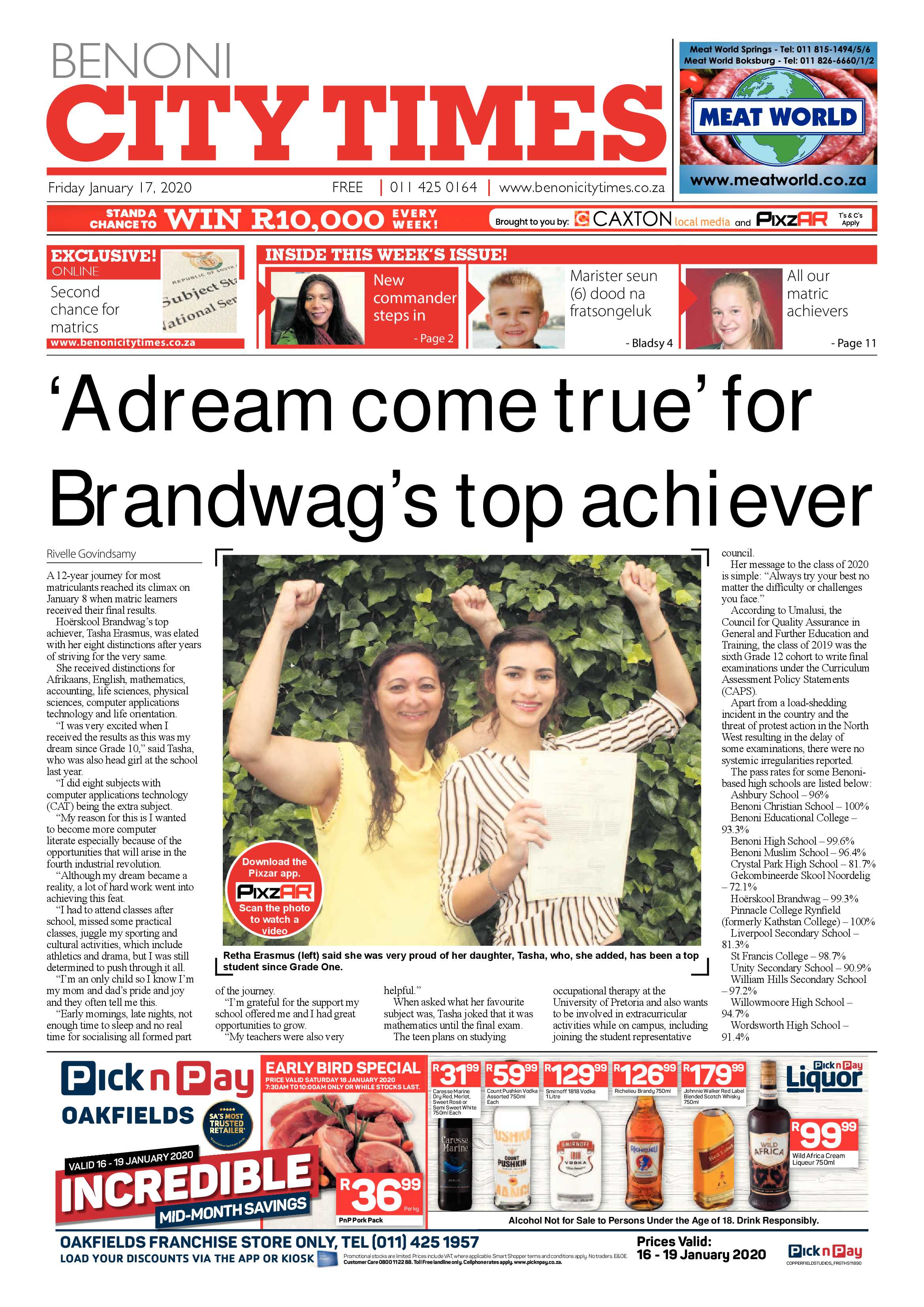 Benoni City Times 16 January 2020 page 1