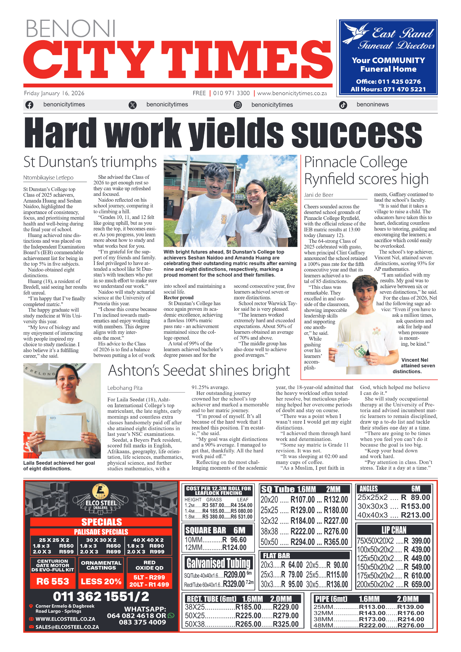 Benoni City Times 16 January 2026 page 3