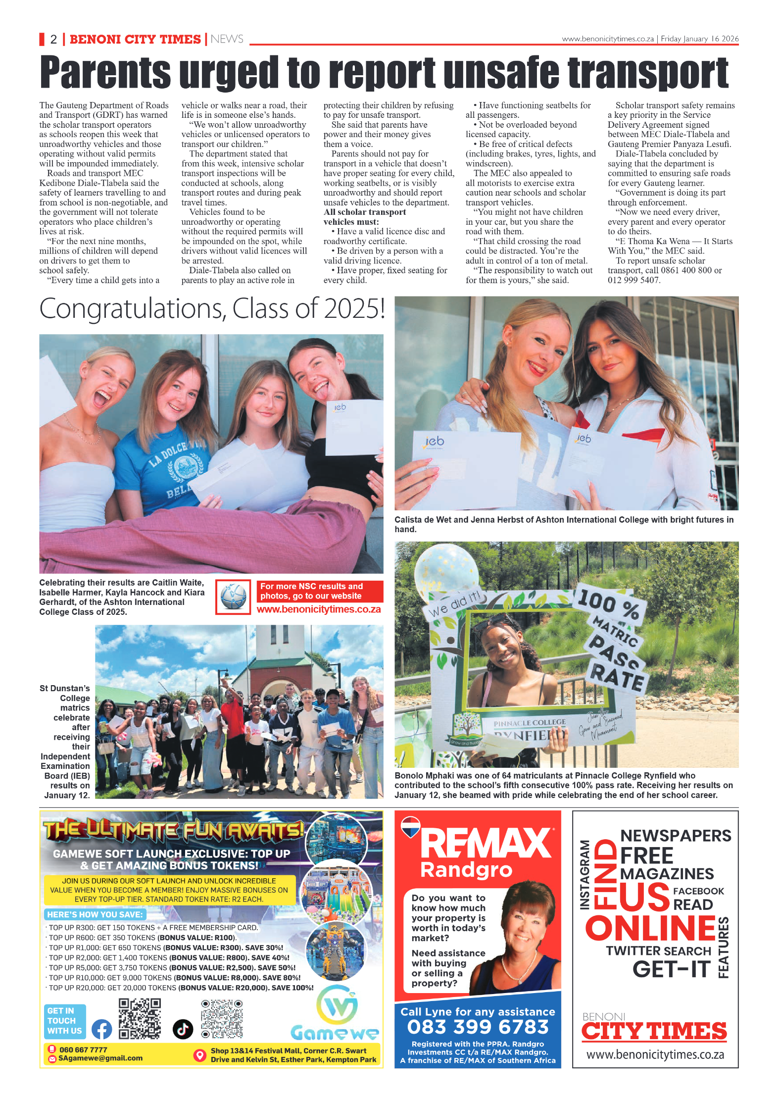 Benoni City Times 16 January 2026 page 4