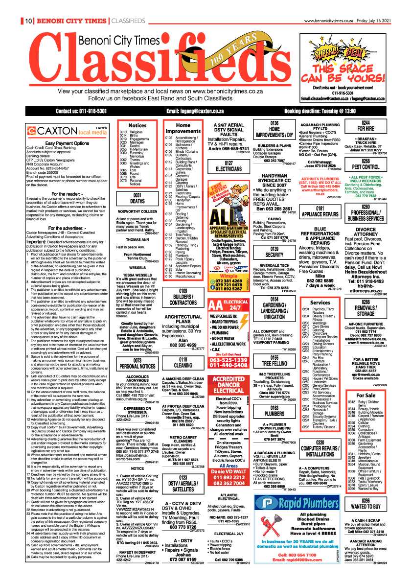 Benoni City Times 16 July 2021 page 10
