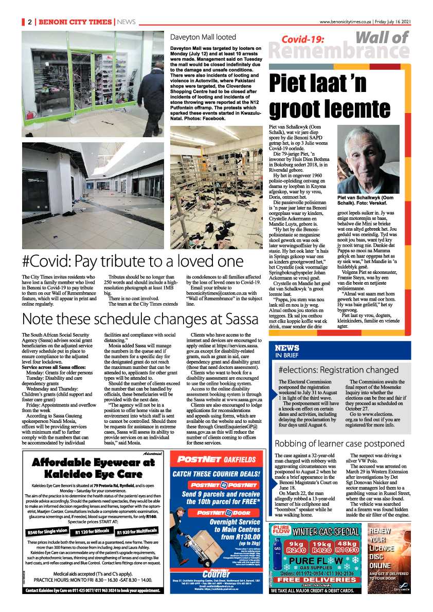 Benoni City Times 16 July 2021 page 2
