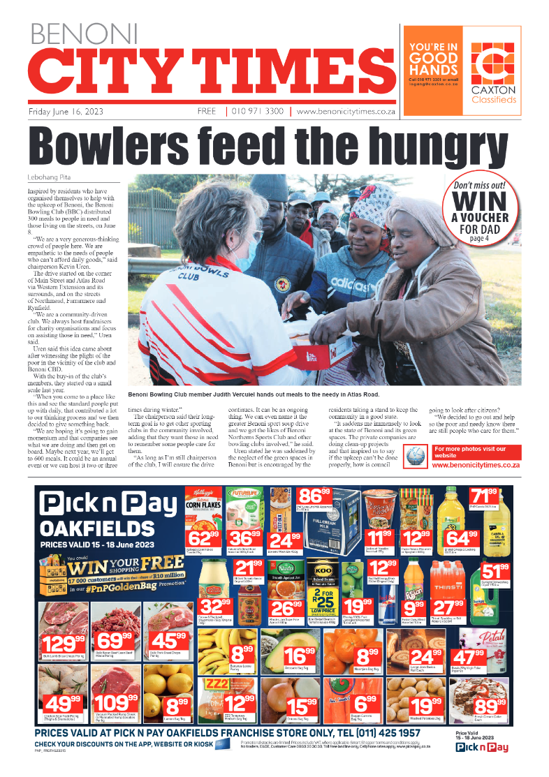 Benoni City Times 16 June 2023 page 1
