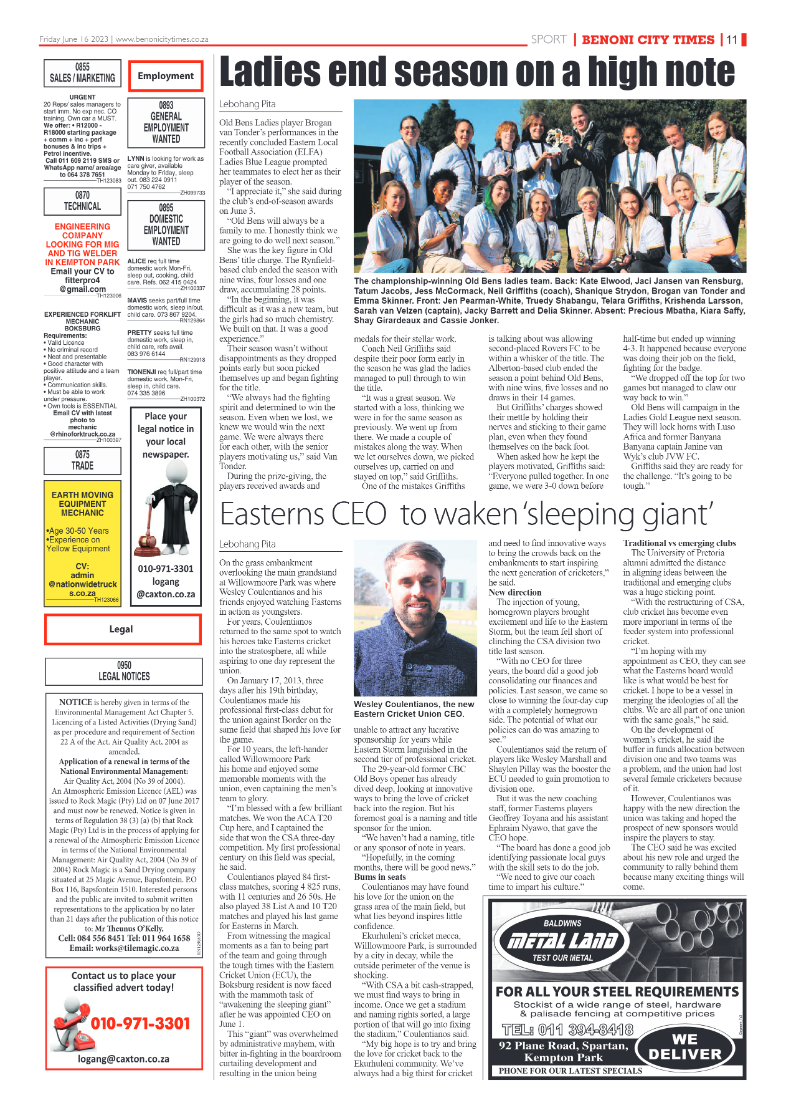 Benoni City Times 16 June 2023 page 11