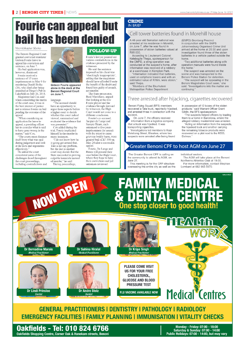 Benoni City Times 16 June 2023 page 2