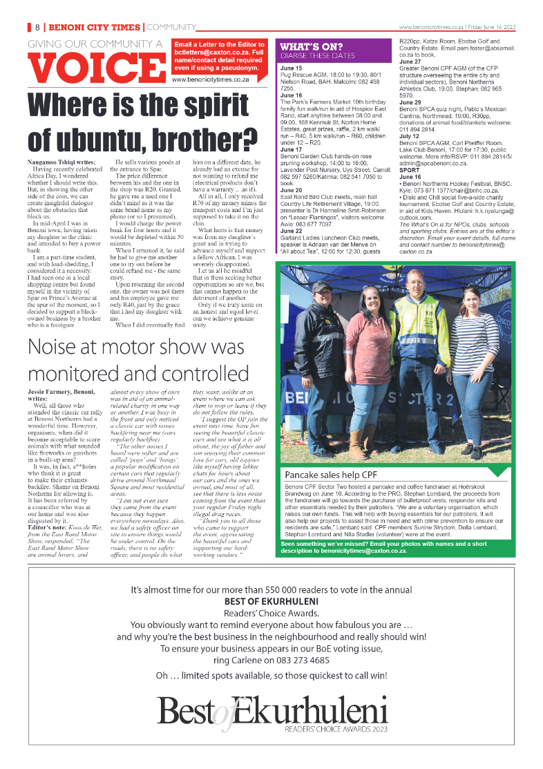 Benoni City Times 16 June 2023 page 8