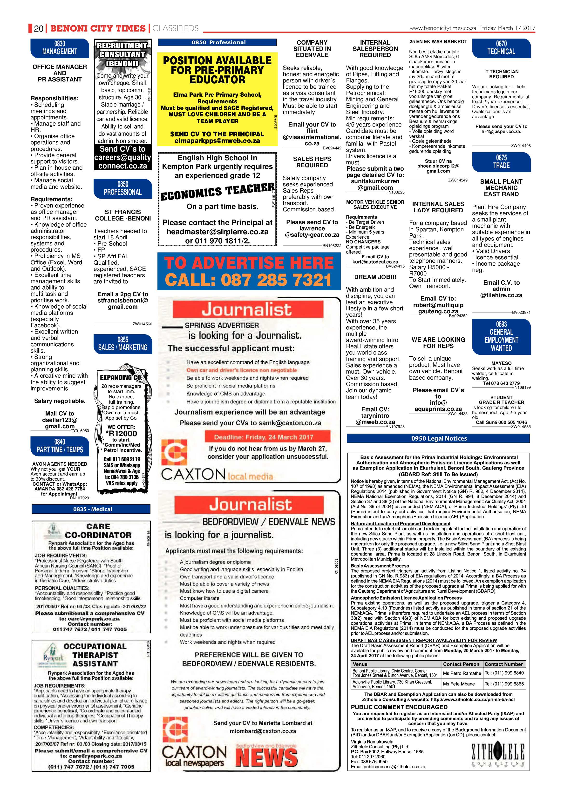 Benoni City Times 16 March 2017 page 20