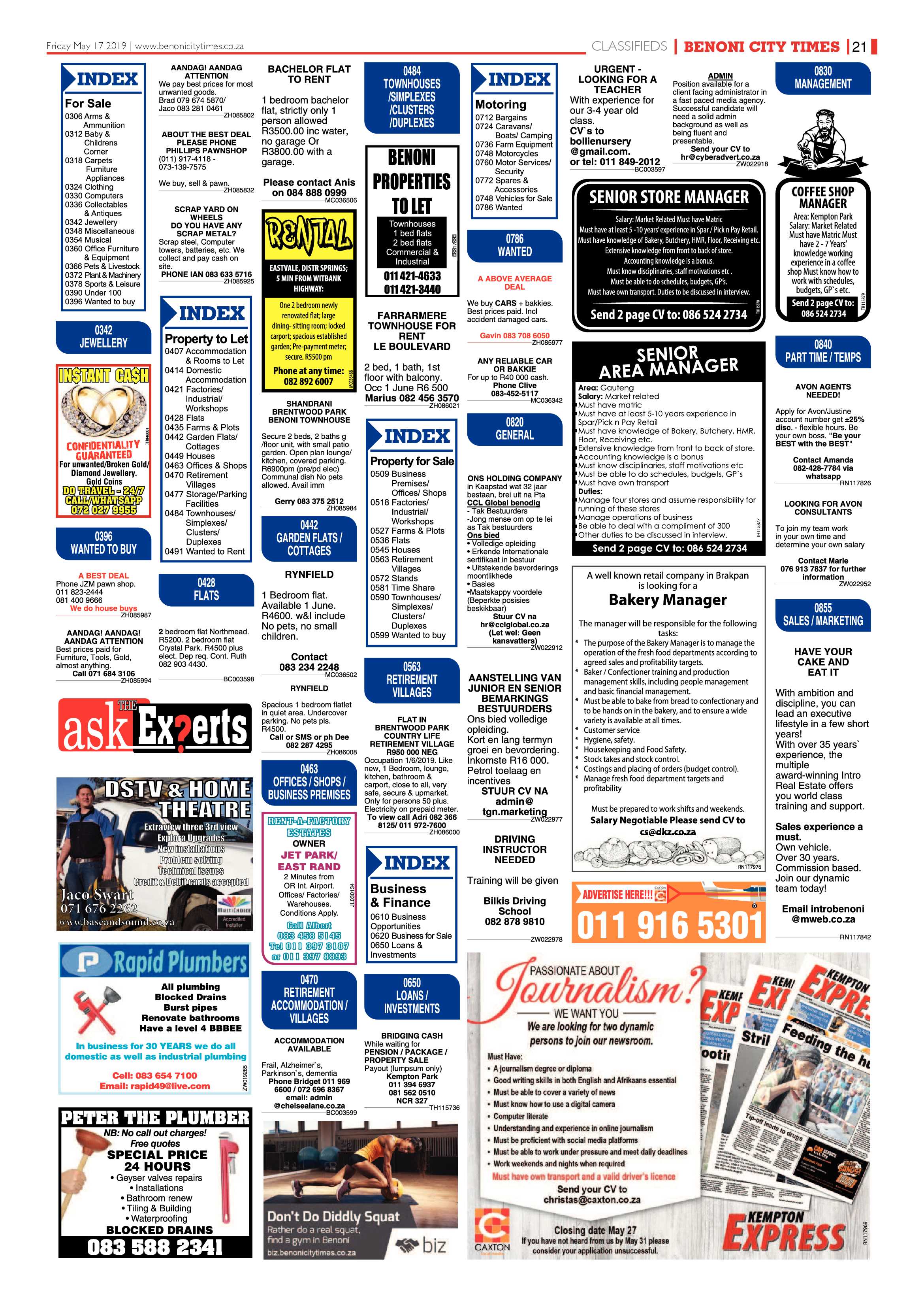 Benoni City Times 16 May 2019 page 21
