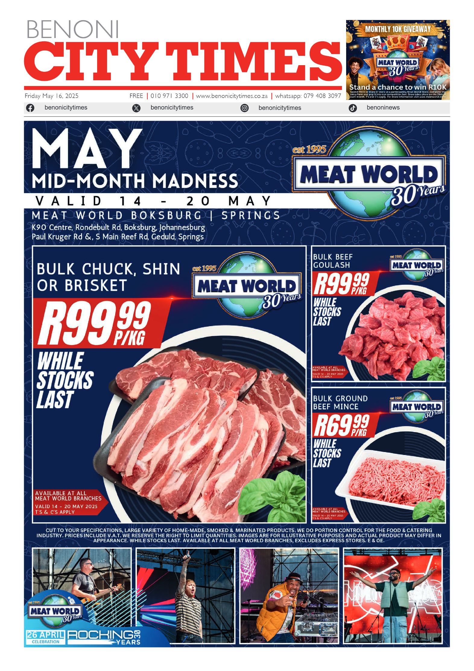 Benoni City Times 16 May 2025 page 1