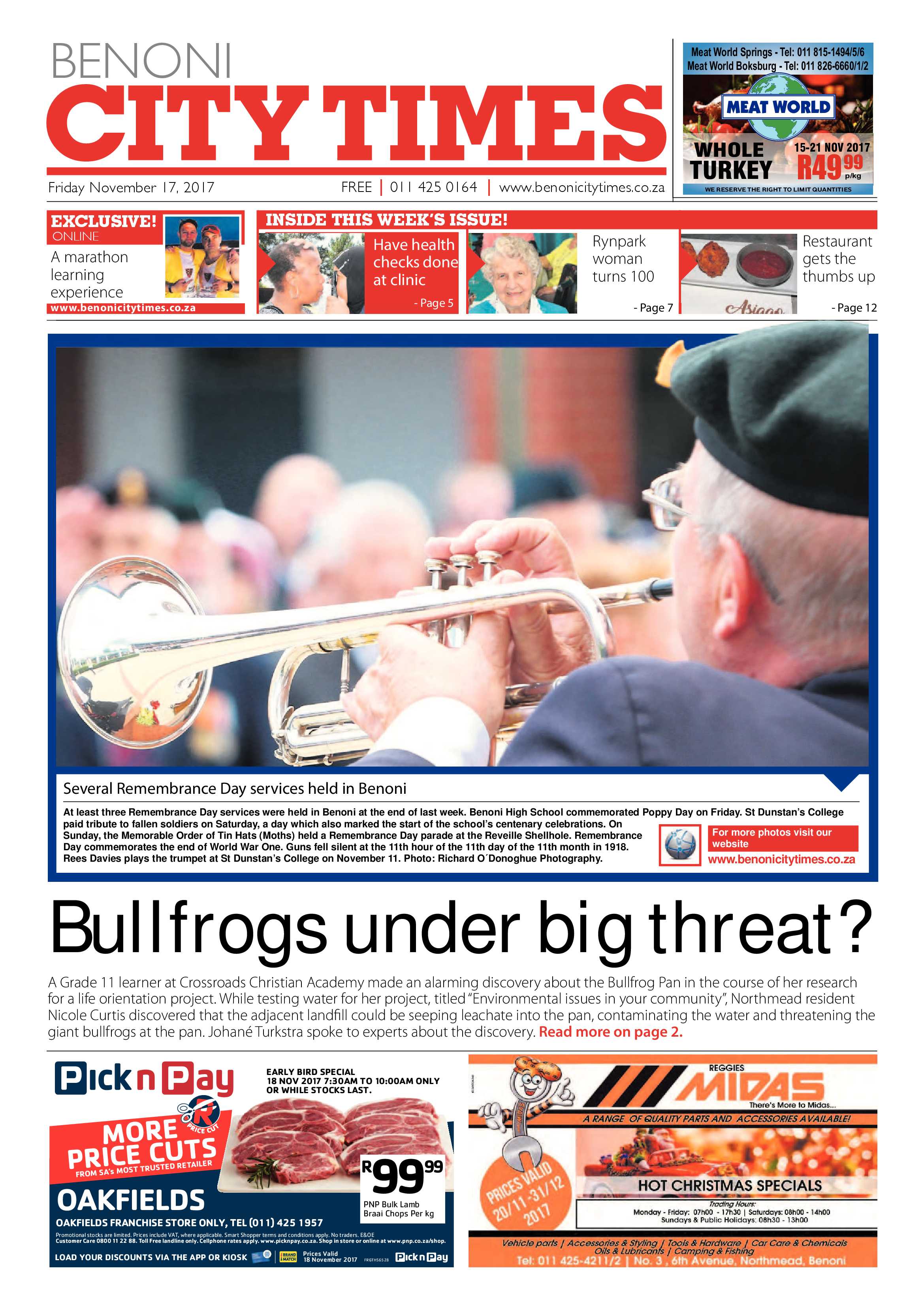 Benoni City Times 16 November 2017 page 1