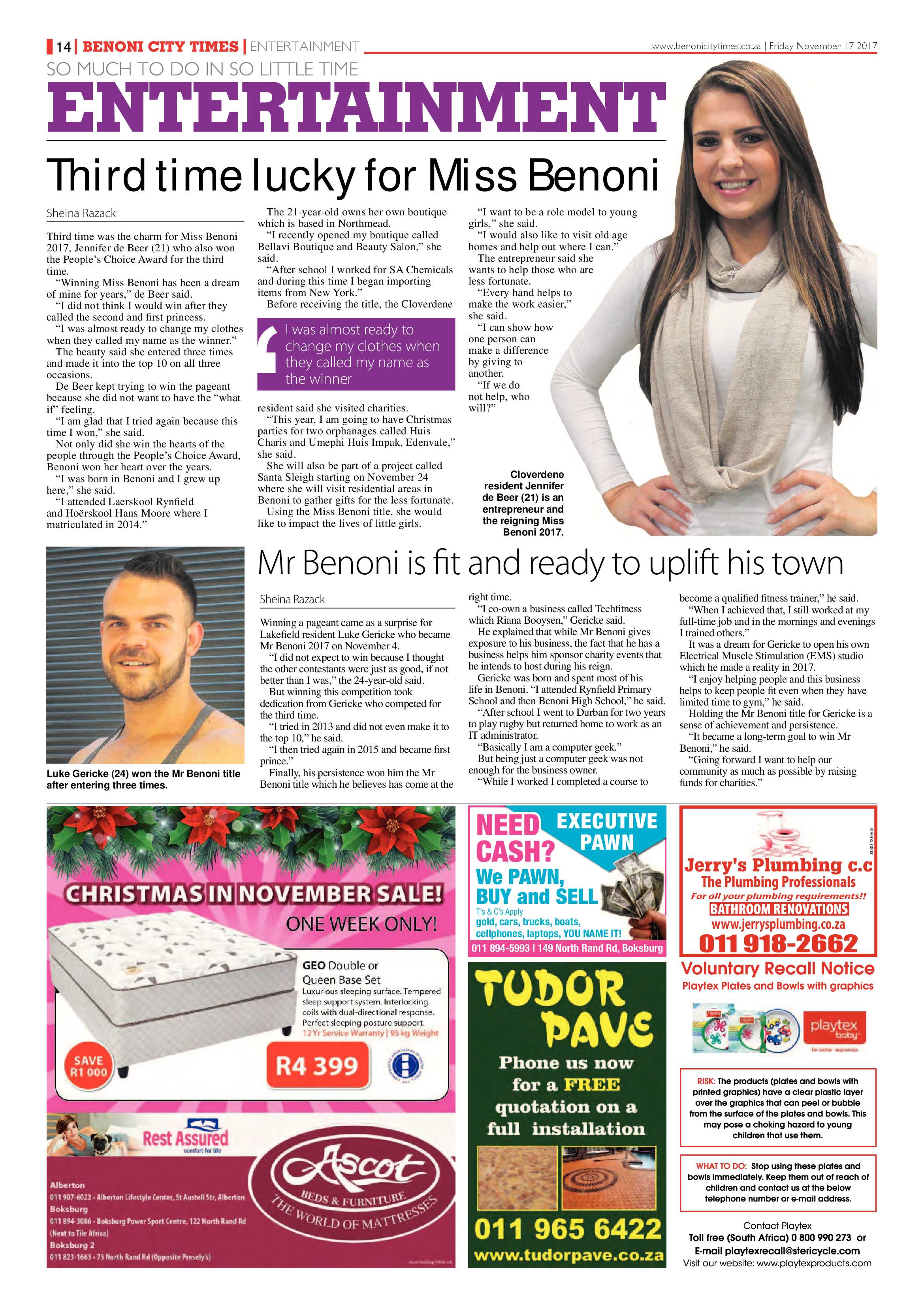 Benoni City Times 16 November 2017 page 14