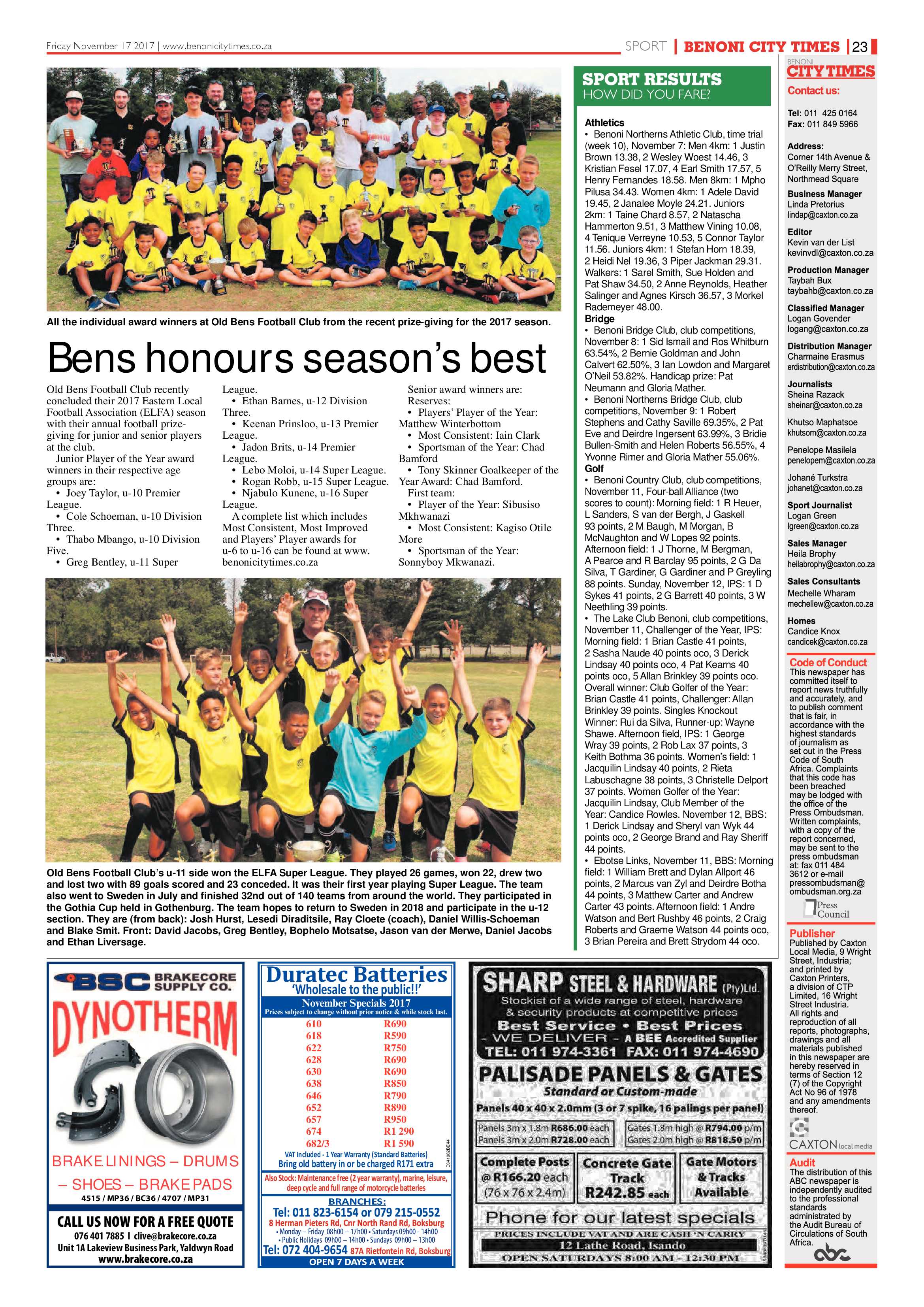 Benoni City Times 16 November 2017 page 23