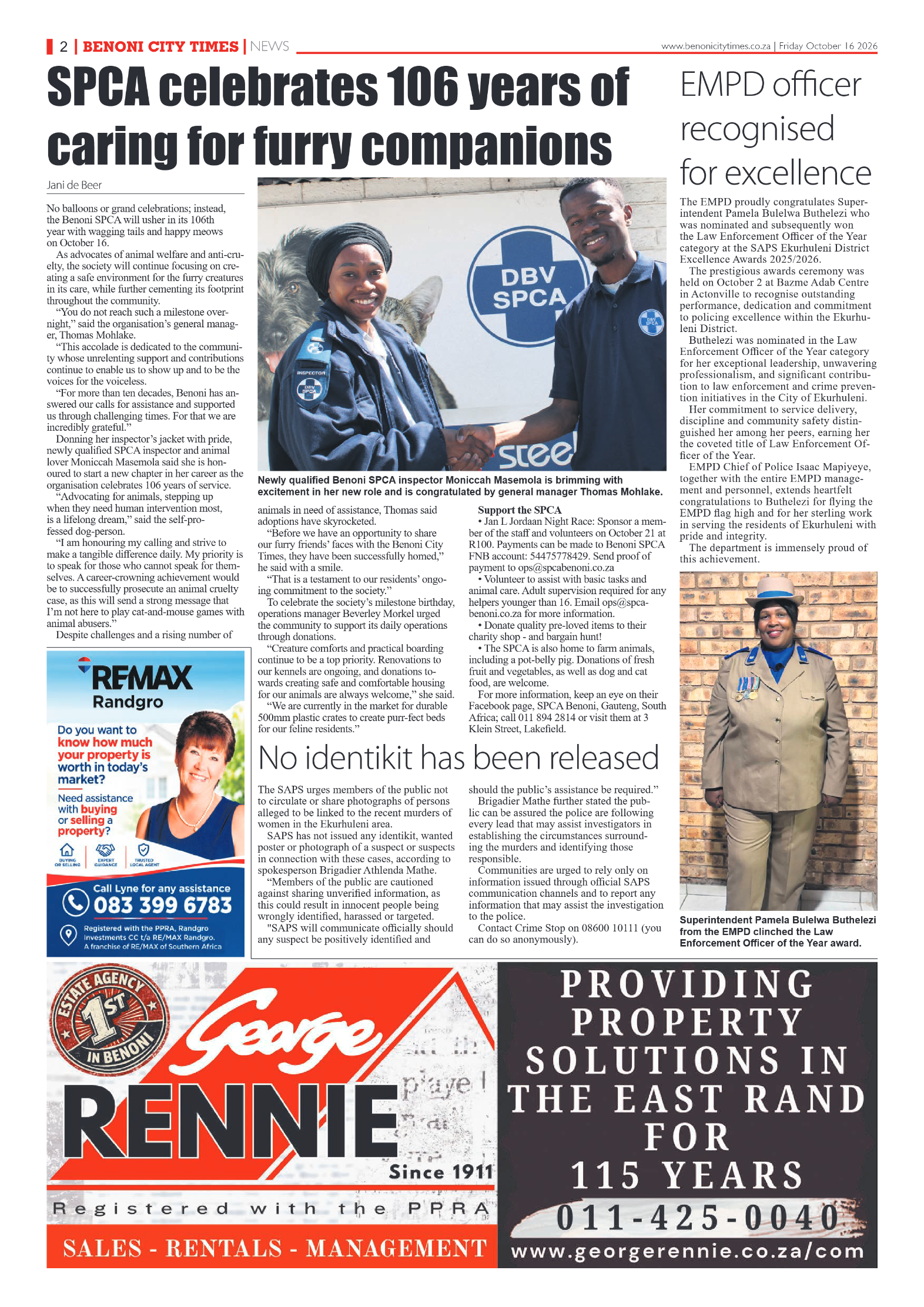 Benoni City Times 16 October 2026 page 2