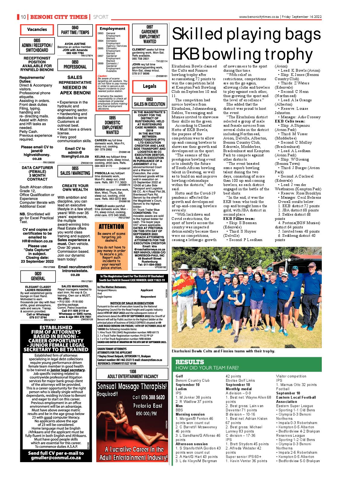 Benoni City Times 16 September 2022 page 10