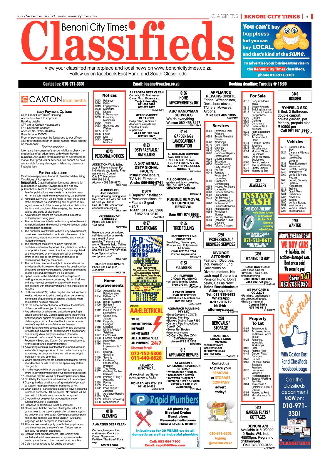 Benoni City Times 16 September 2022 page 9