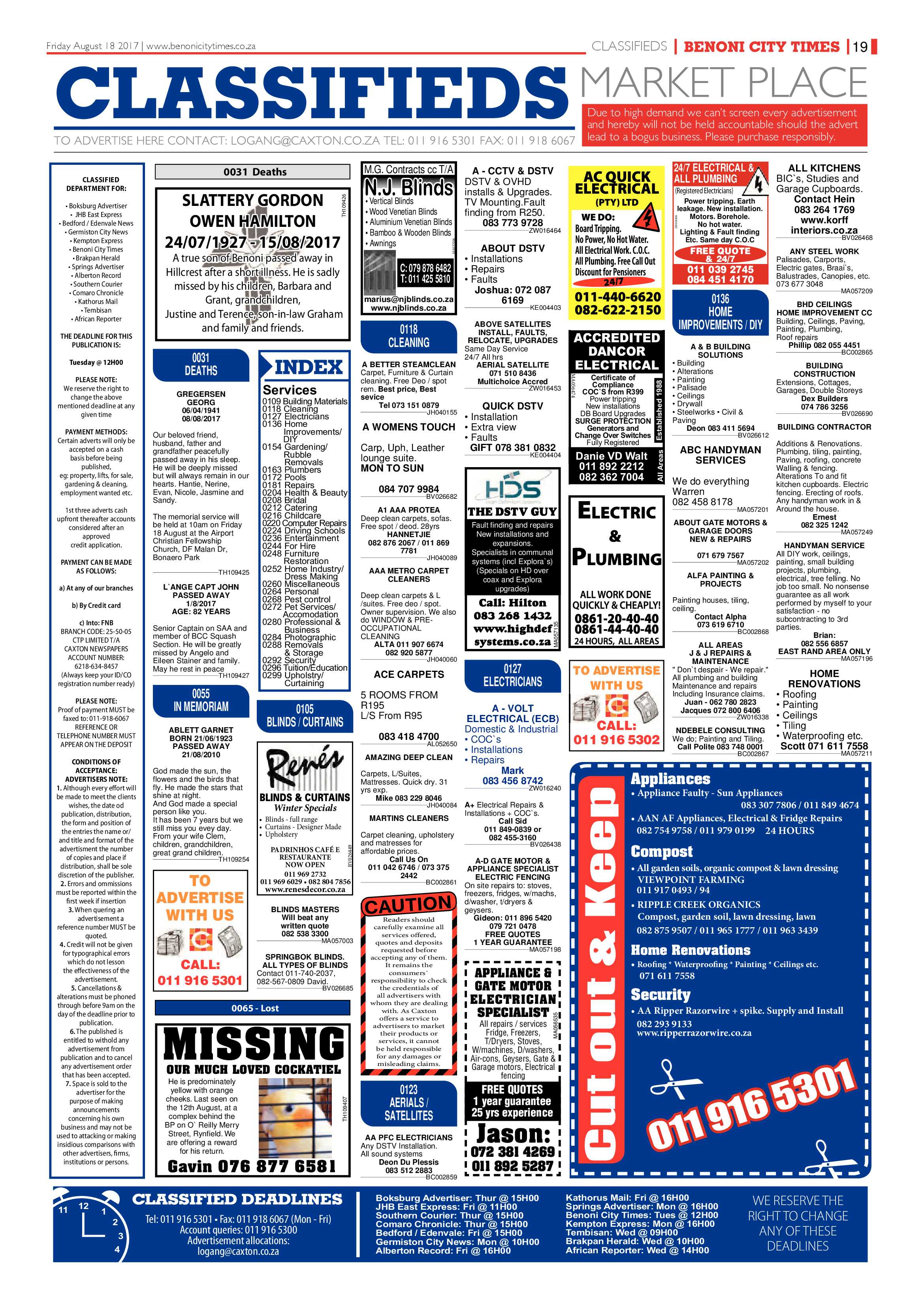 Benoni City Times 17 August 2017 page 19