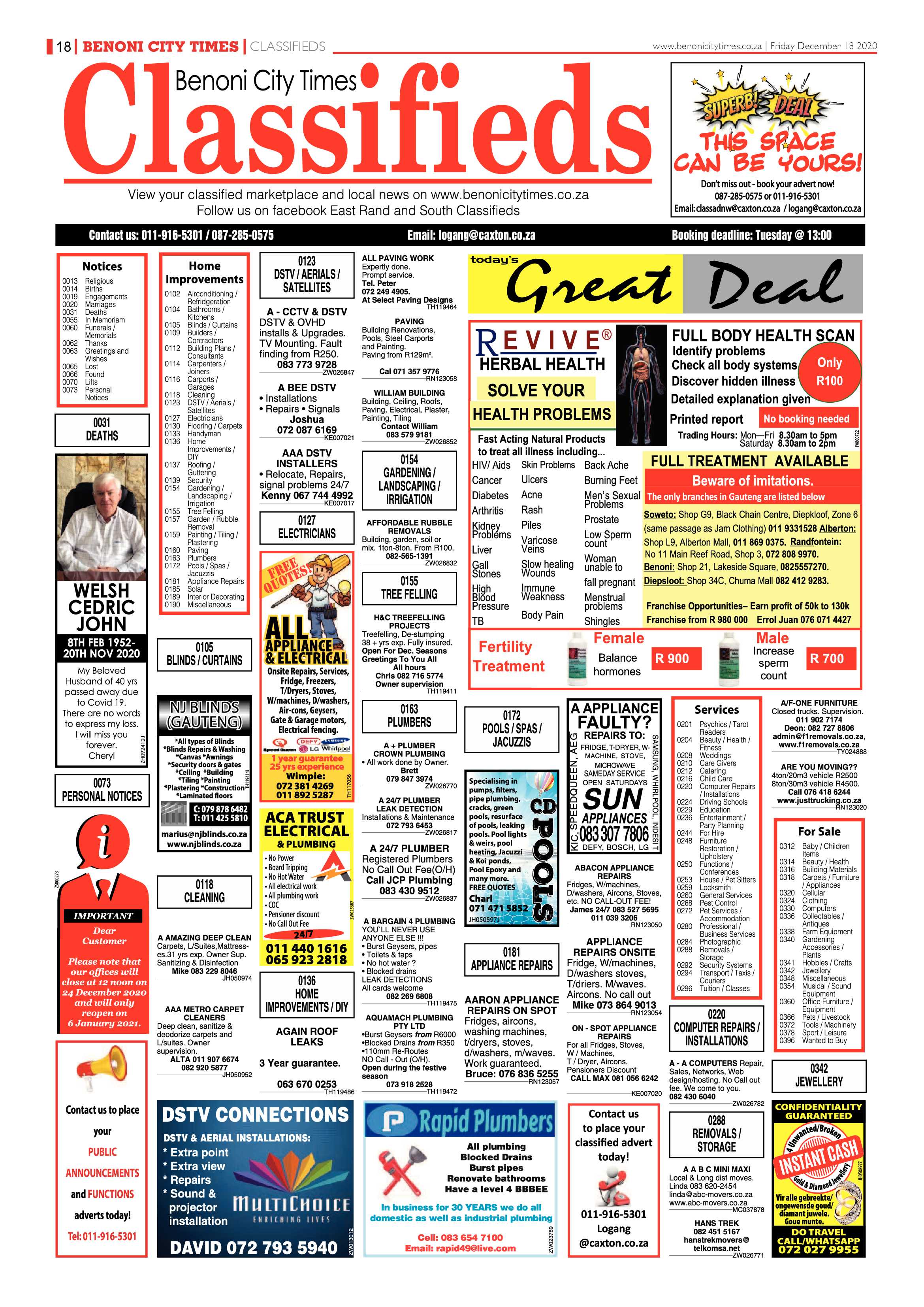 Benoni City Times 17 December 2020 page 18