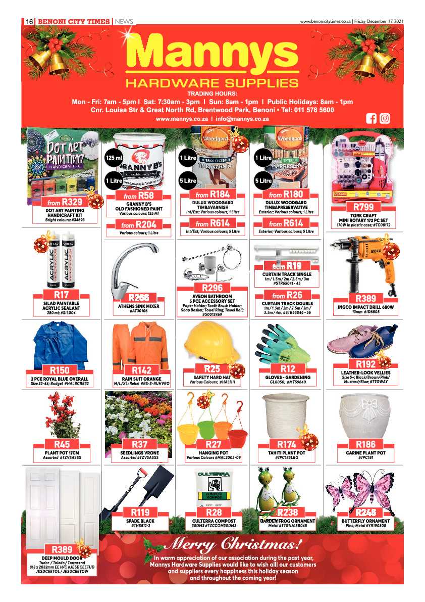 Benoni City Times 17 December 2021 page 16