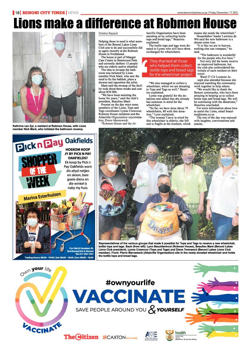 Benoni City Times 17 December 2021 page 18