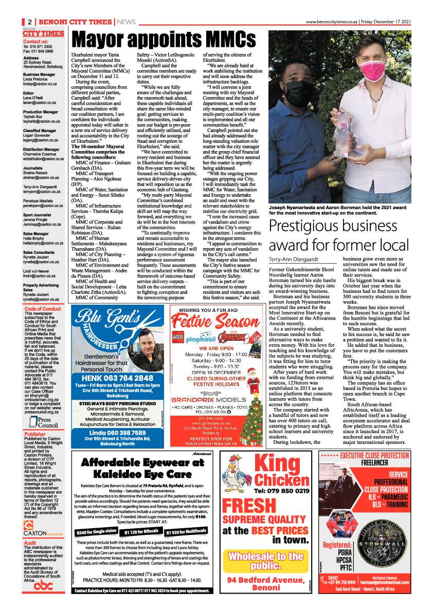 Benoni City Times 17 December 2021 page 2