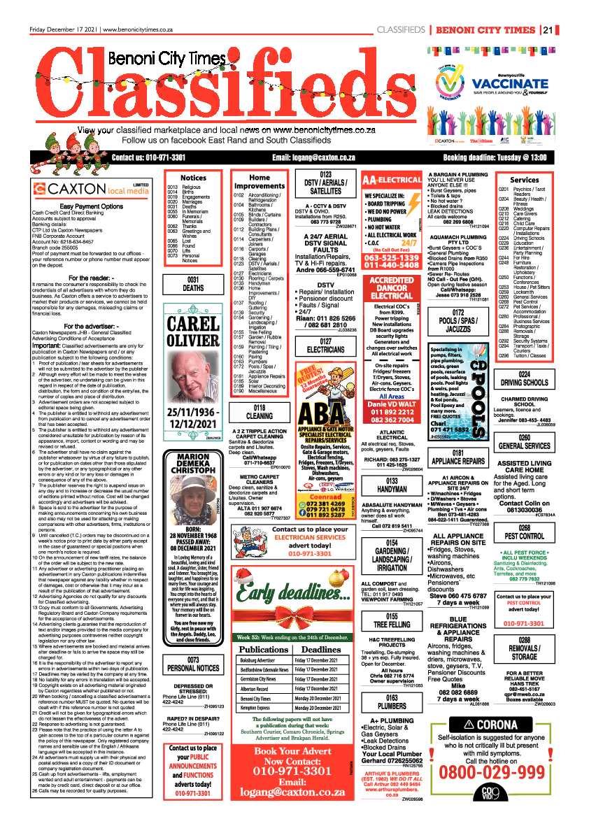 Benoni City Times 17 December 2021 page 21