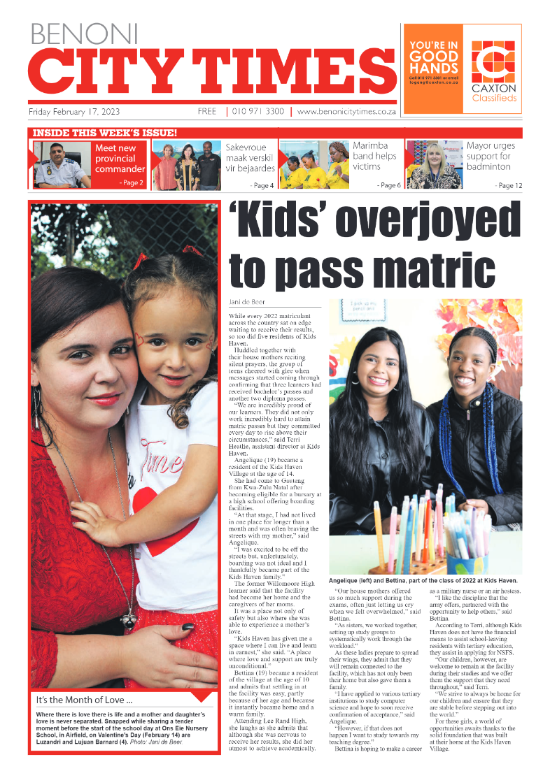 Benoni City Times 17 February 2023 page 1