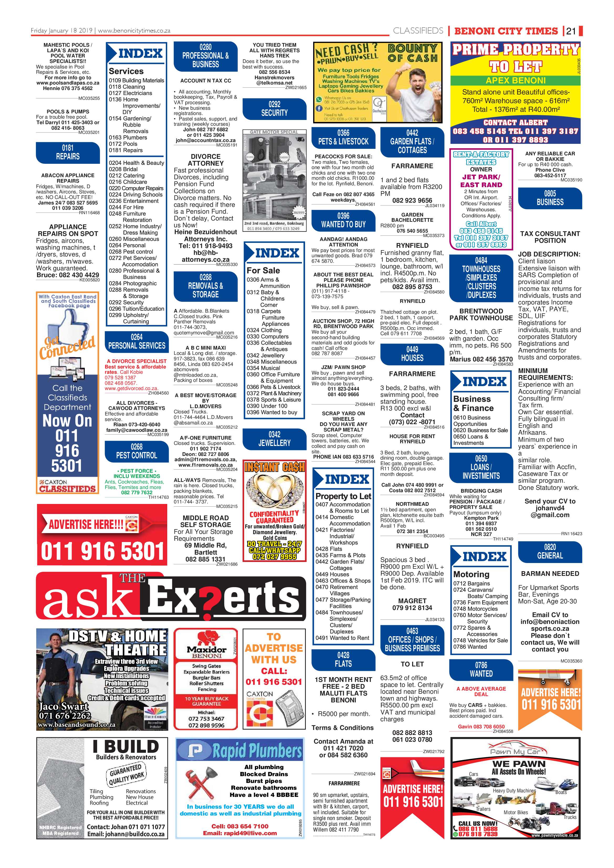 Benoni City Times 17 January 2019 page 21
