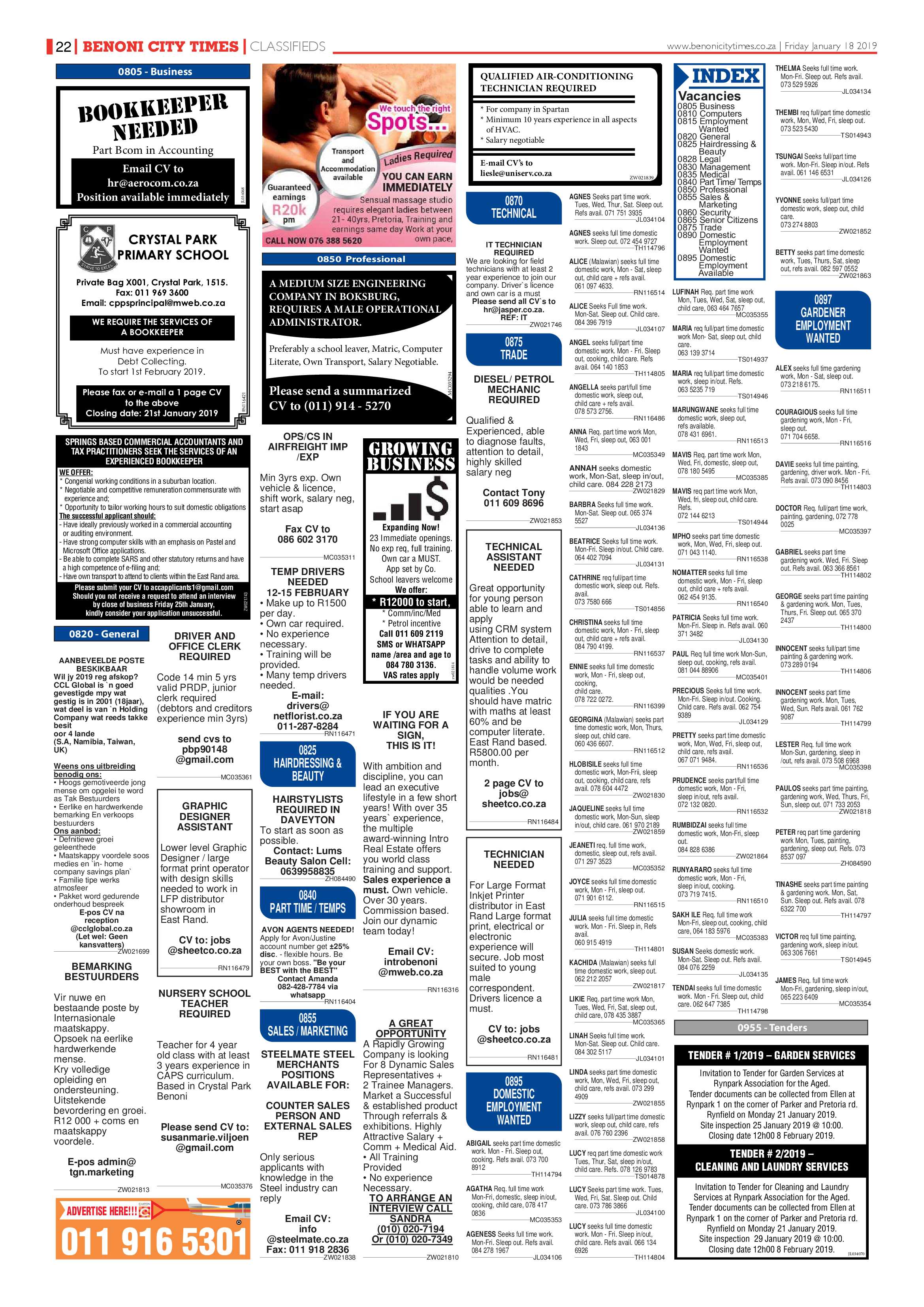 Benoni City Times 17 January 2019 page 22
