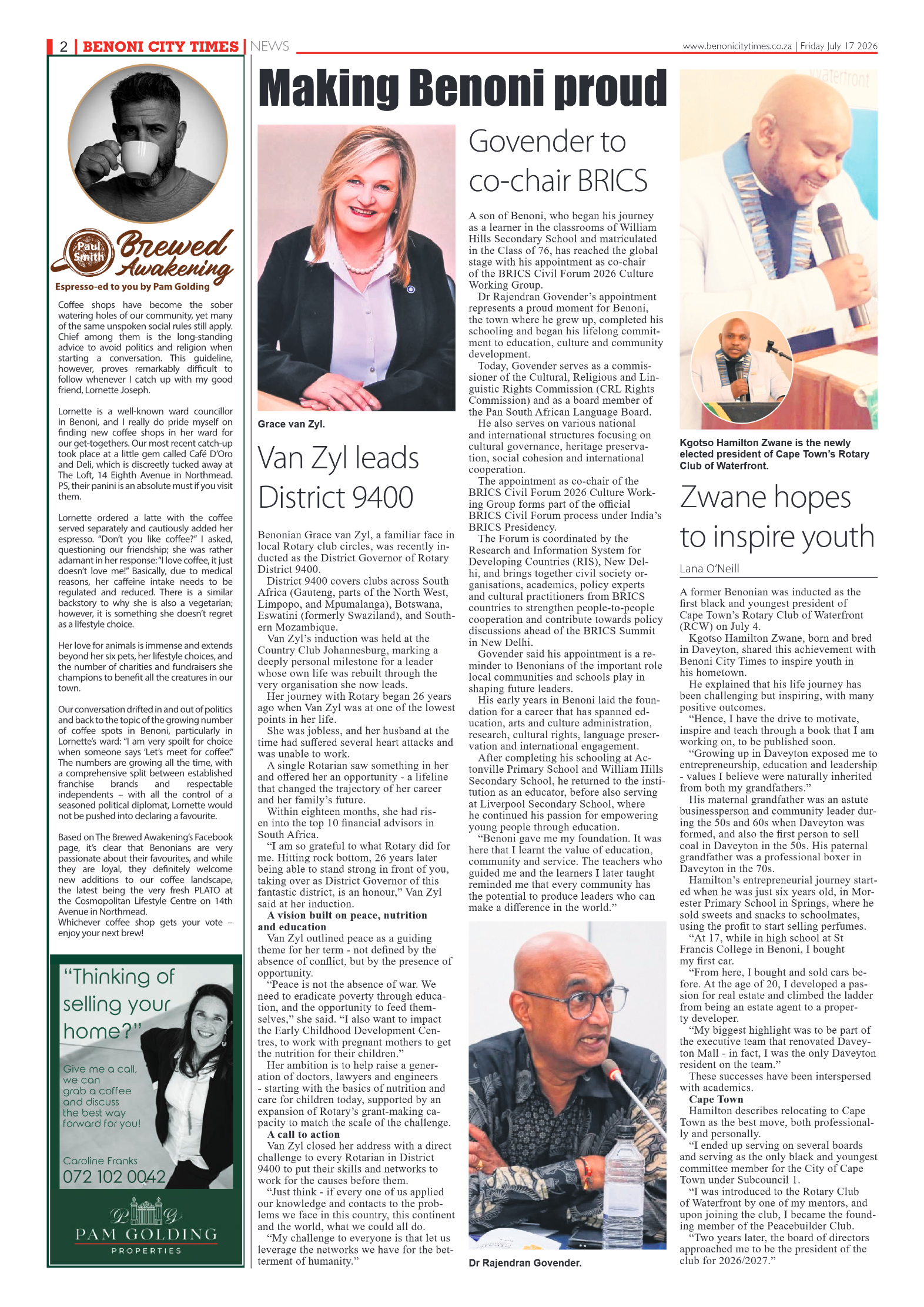 Benoni City Times 17 July 2026 page 2