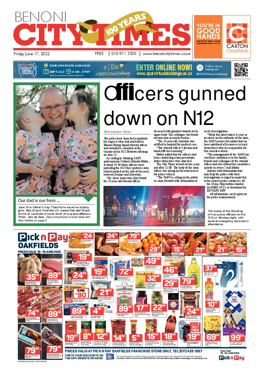 Benoni City Times 17 June 2022 page 1