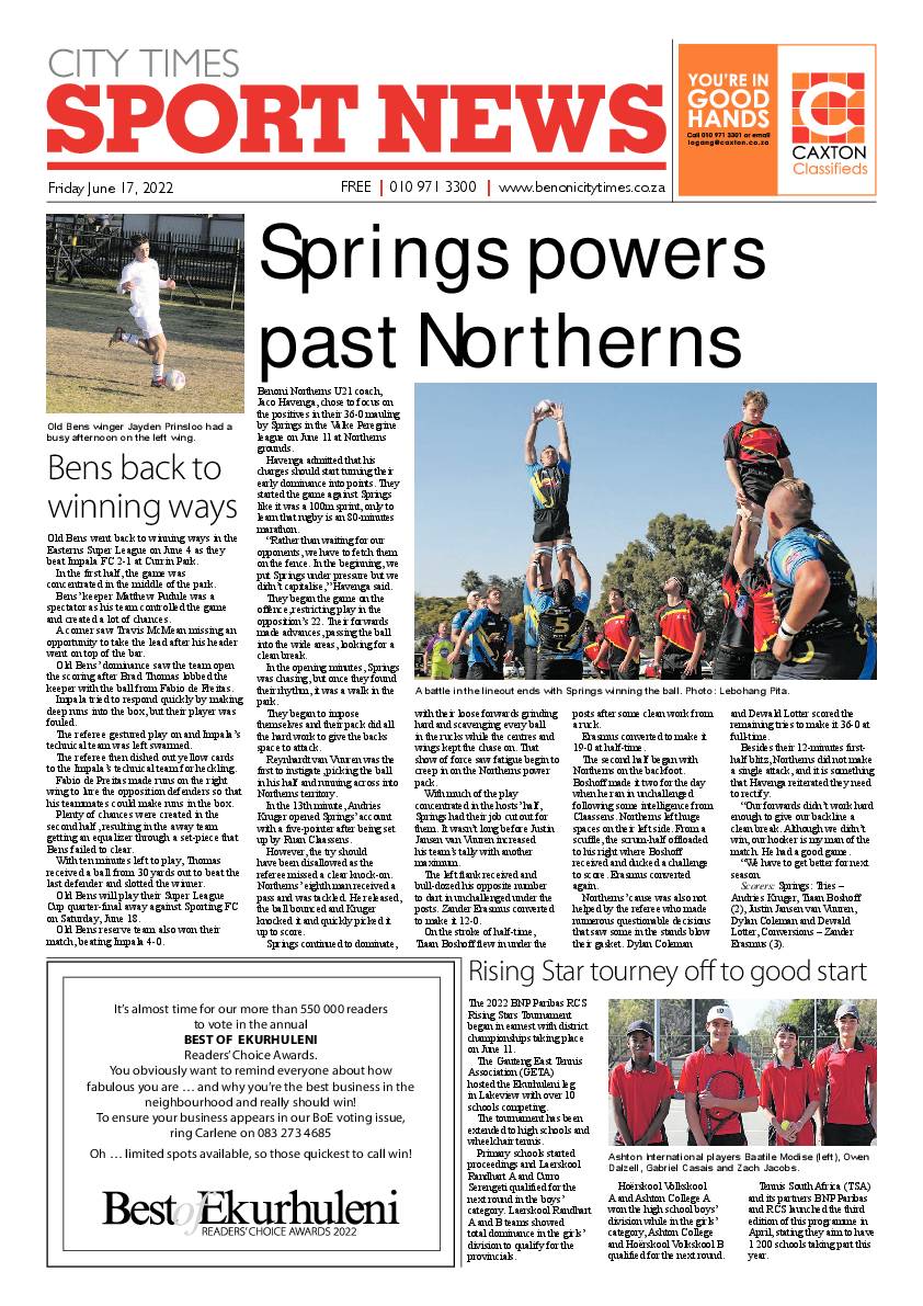 Benoni City Times 17 June 2022 page 12