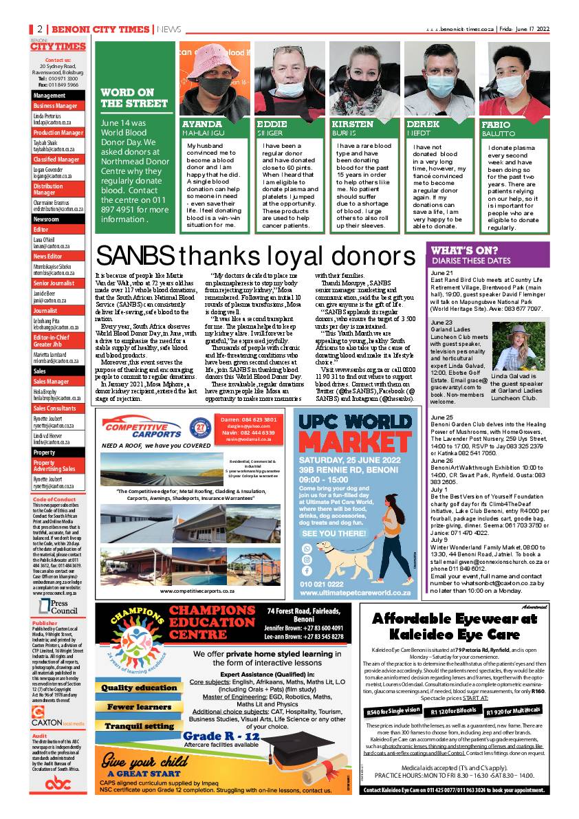 Benoni City Times 17 June 2022 page 2